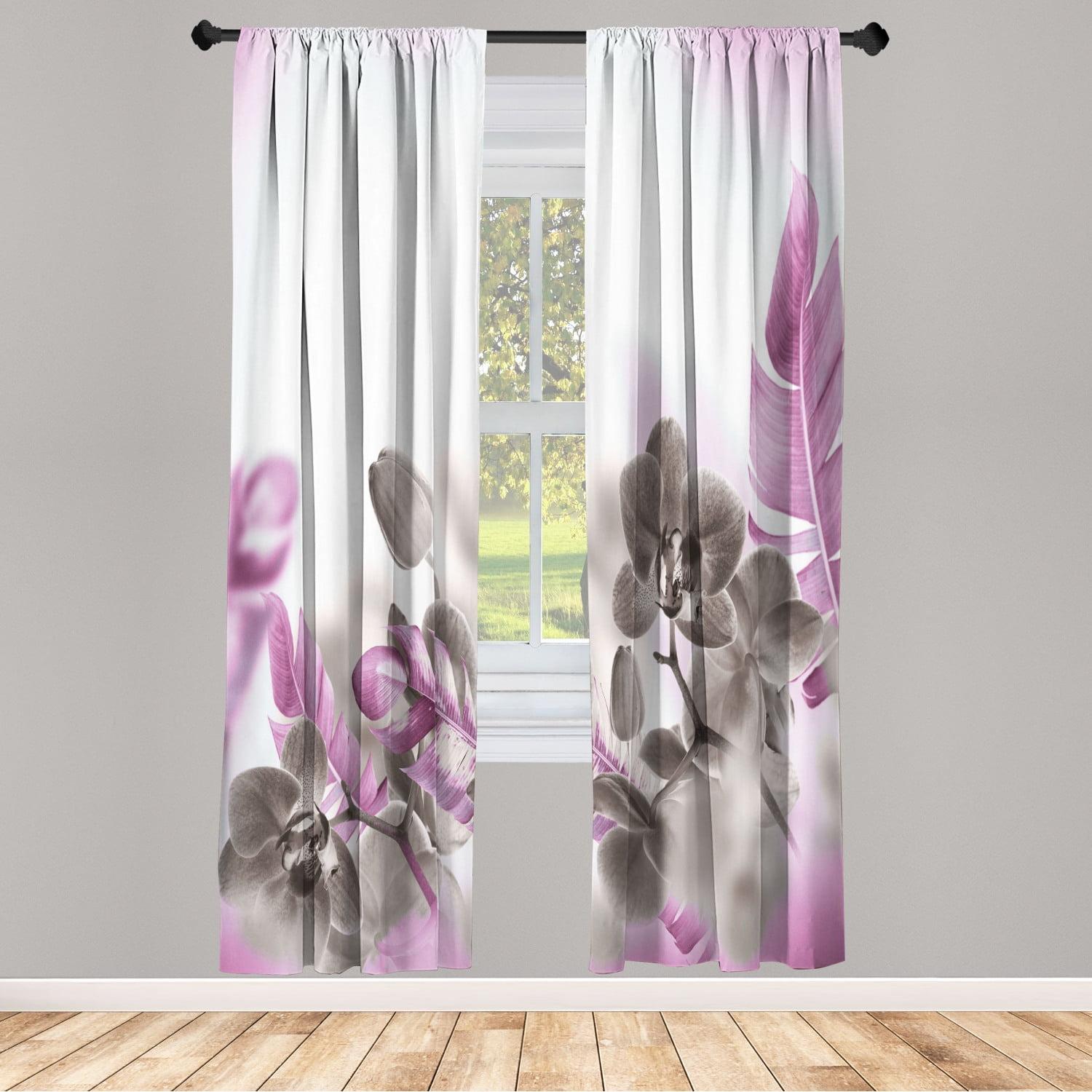 Microfiber Floral Semi-Sheer Rod Pocket Curtain Panels (Set of 2)