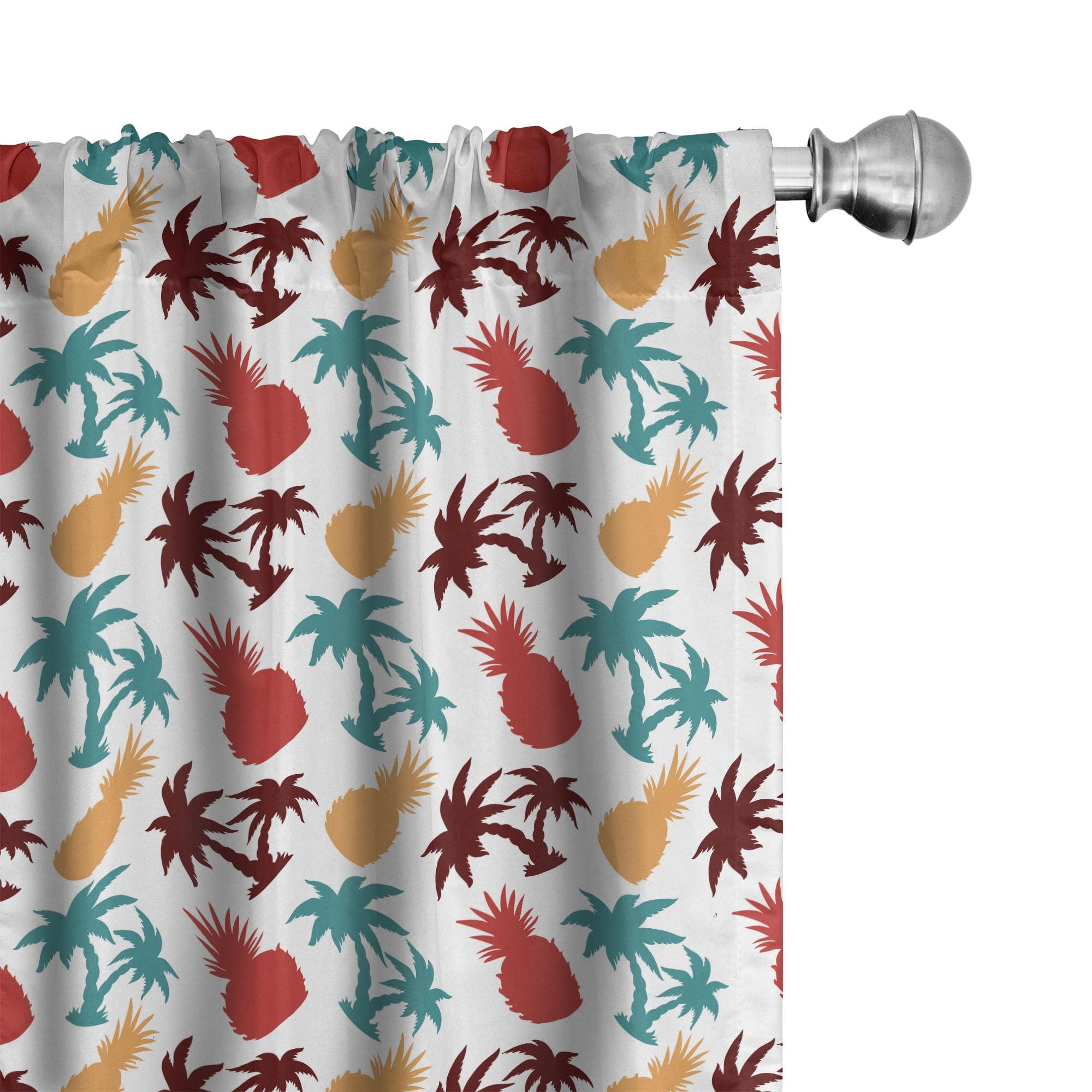 Ambesonne Pineapple Semi-Sheer Rod Pocket Sliding Panel (Set of 2)