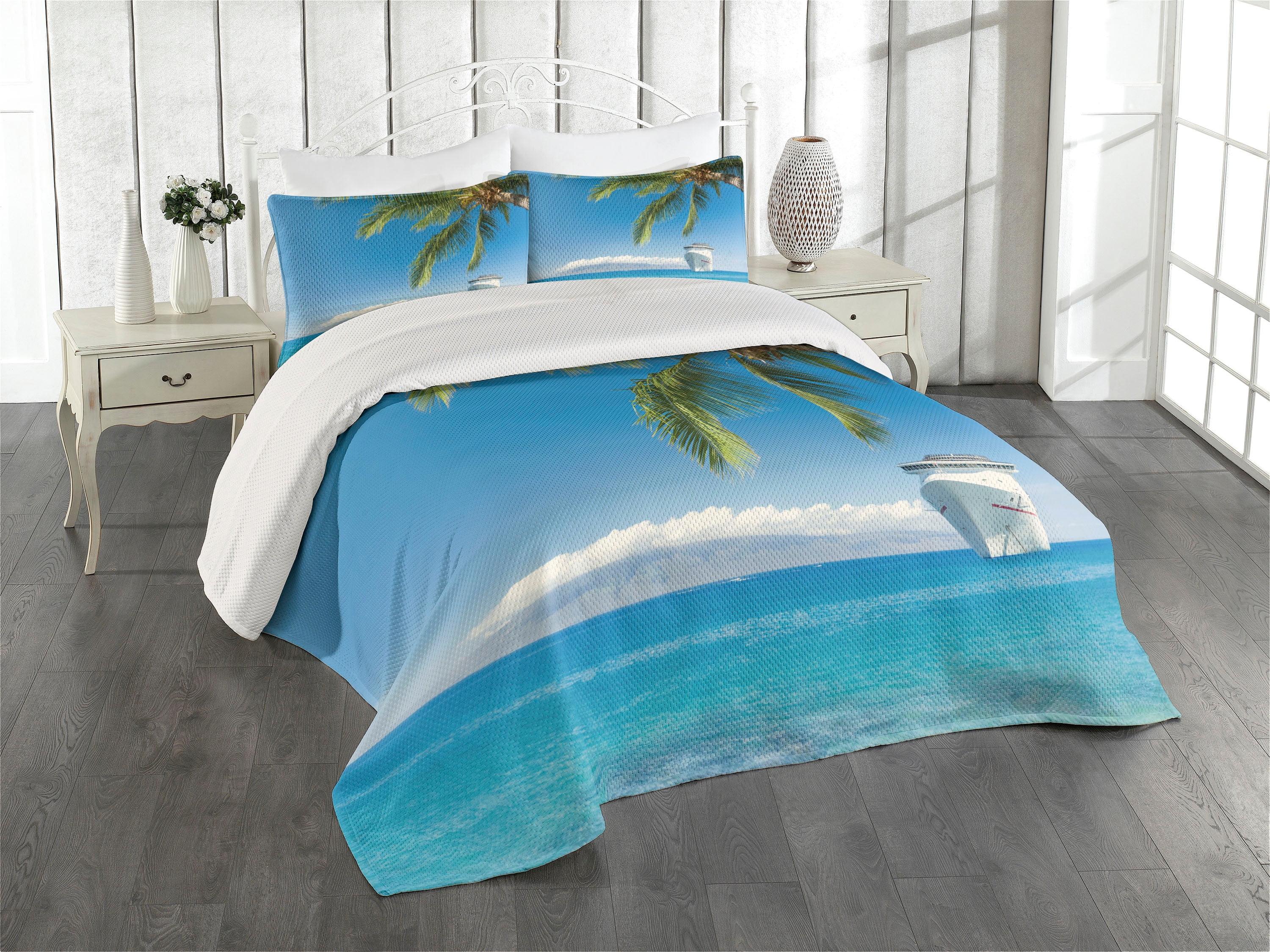 Ambesonne Tropical Bedspread Palm Trees Sea