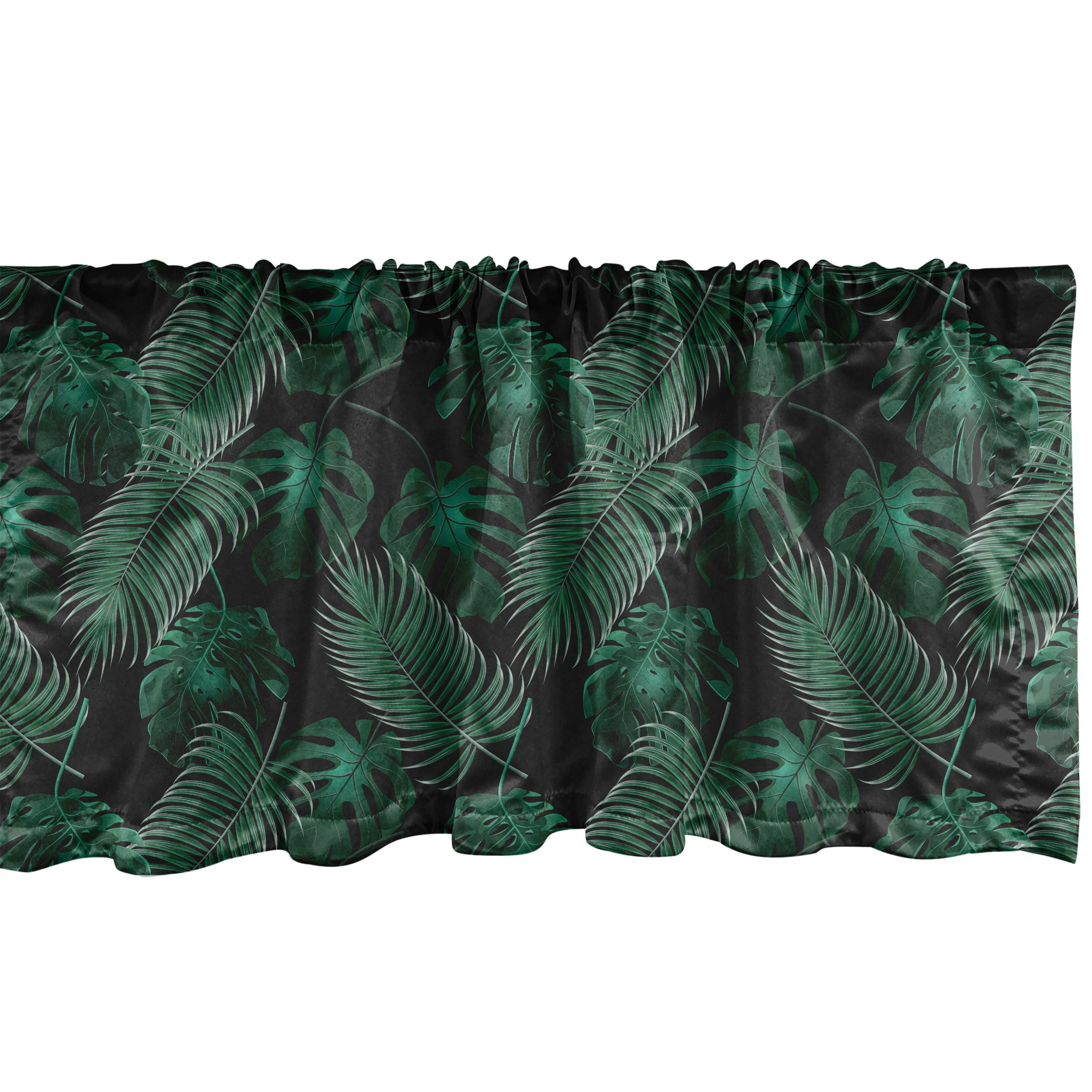 Ambesonne Palm Leaf Valance Pack of 2 Tropical Jungle Motifs Dark Green Multicolor