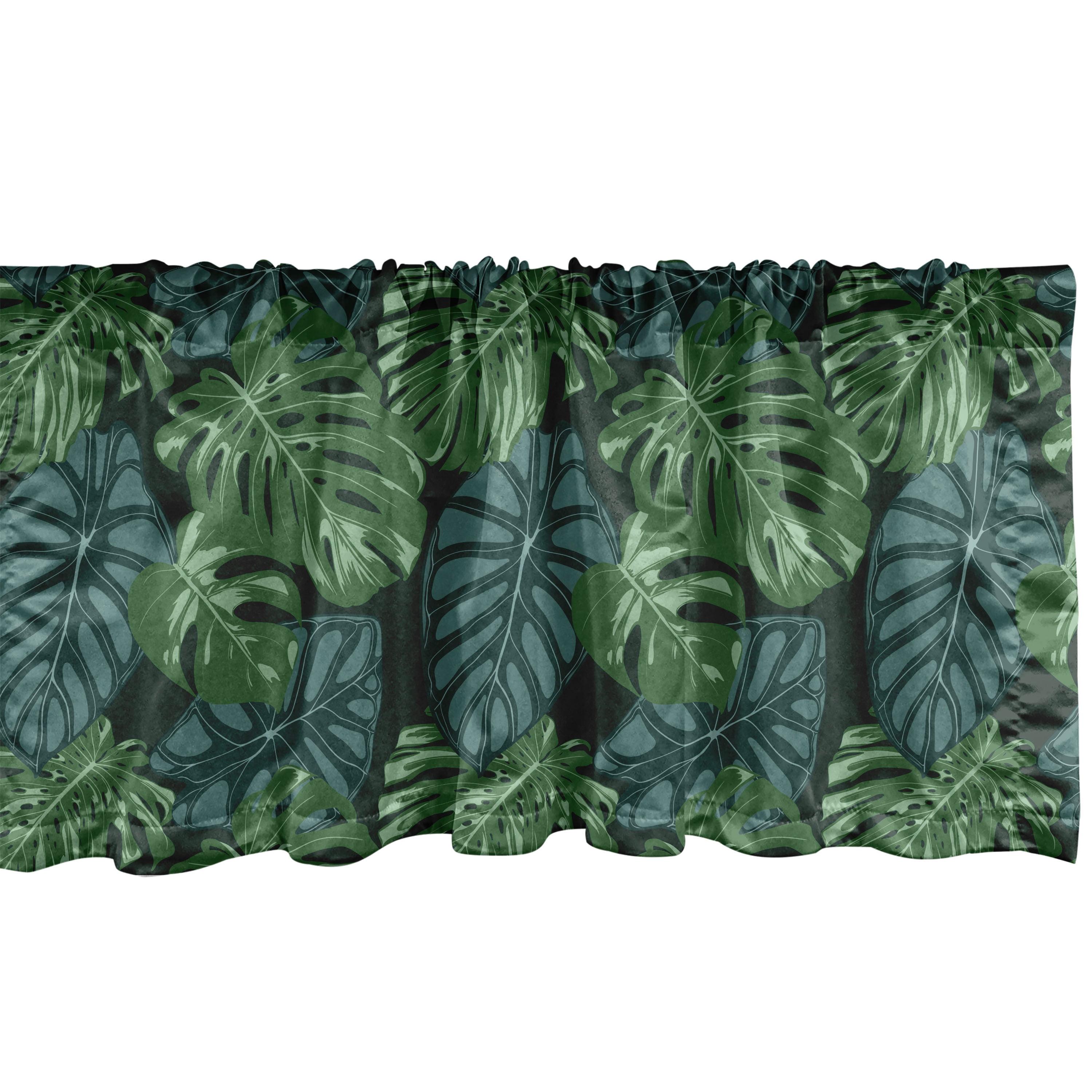 Ambesonne Palm Leaf Valance Pack of 2 Tropical Jungle Motifs Dark Green Multicolor