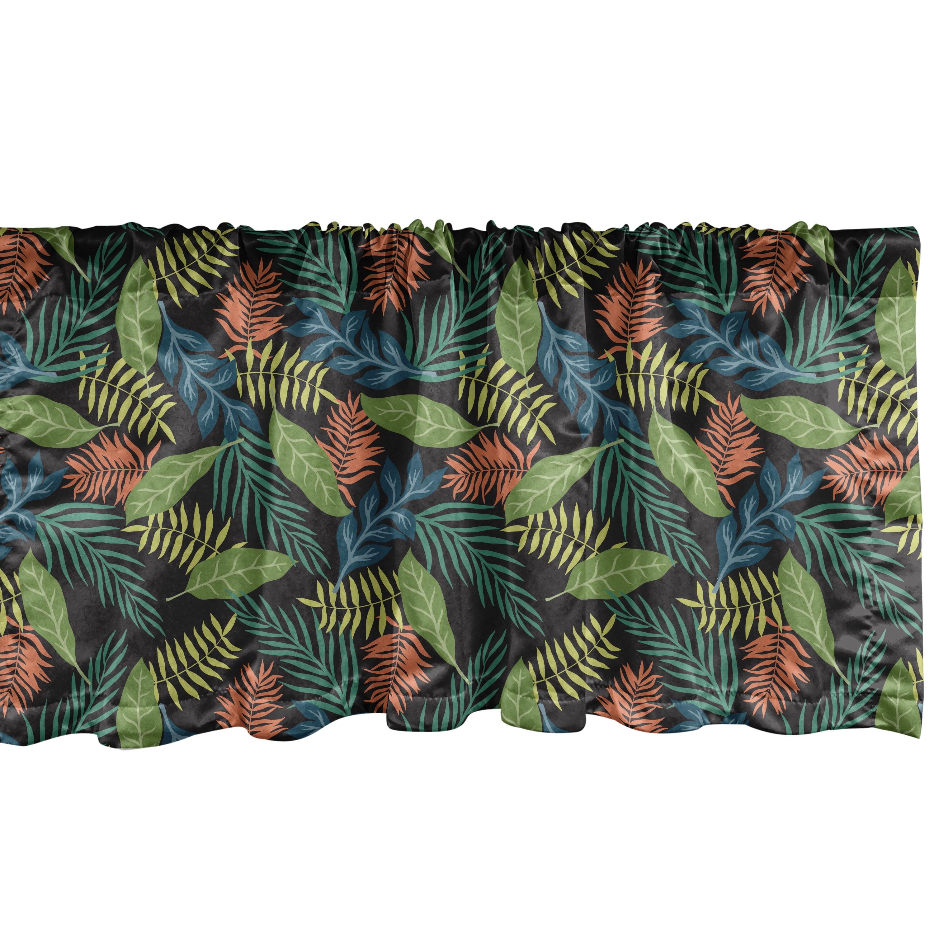 Ambesonne Palm Leaf Valance Pack of 2 Tropical Jungle Motifs Dark Green Multicolor