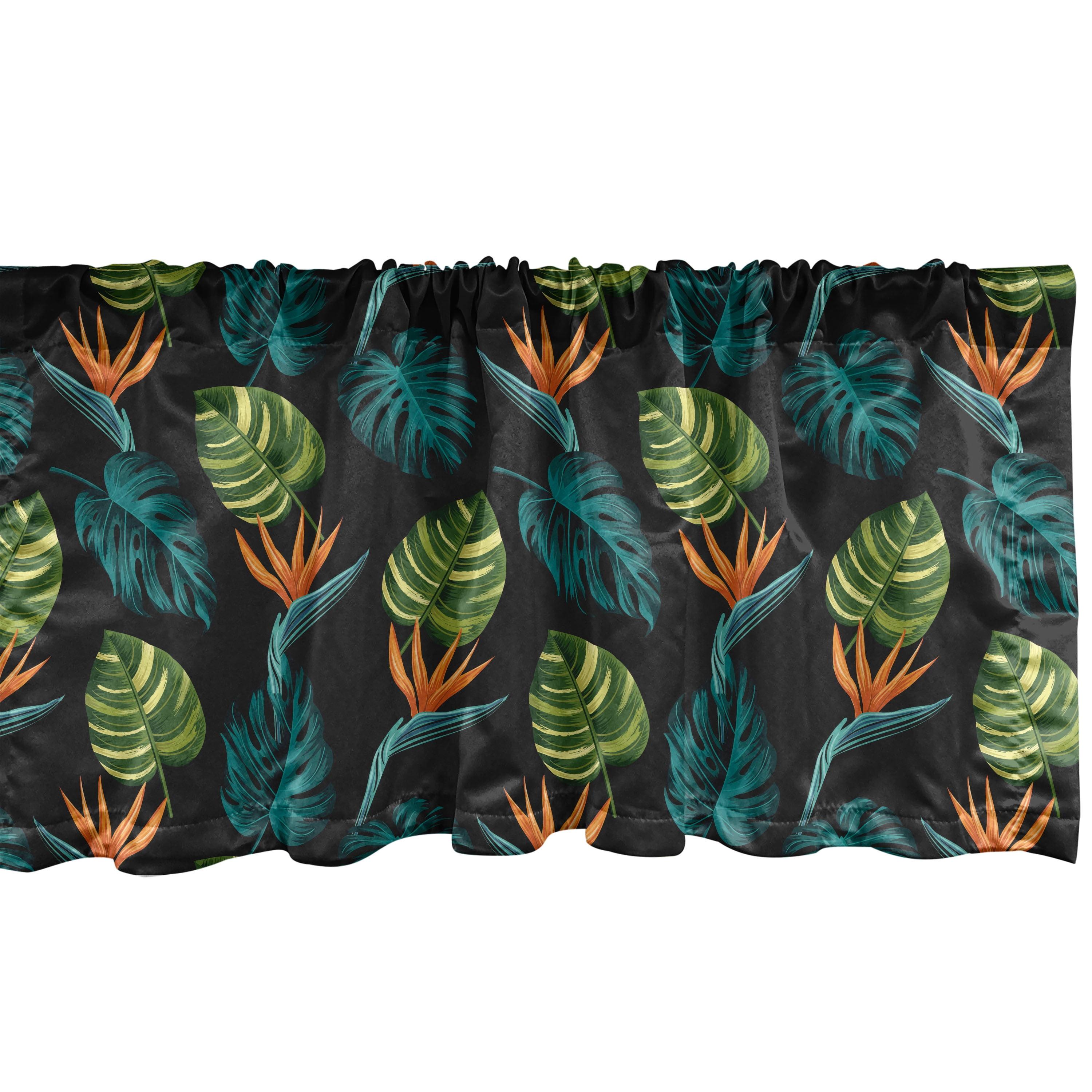 Ambesonne Palm Leaf Valance Pack of 2 Tropical Jungle Motifs Dark Green Multicolor