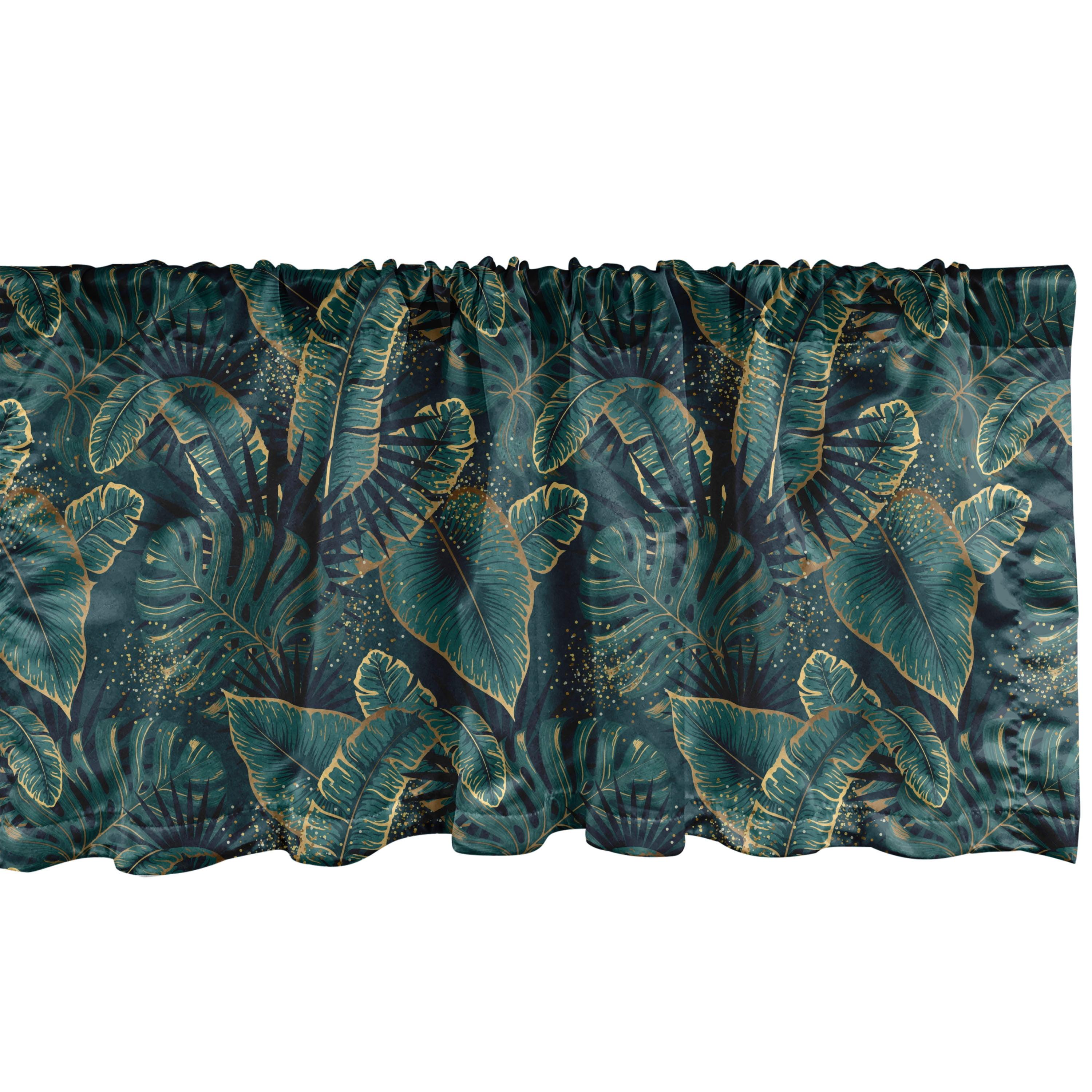 Ambesonne Palm Leaf Valance Pack of 2 Tropical Jungle Motifs Dark Green Multicolor