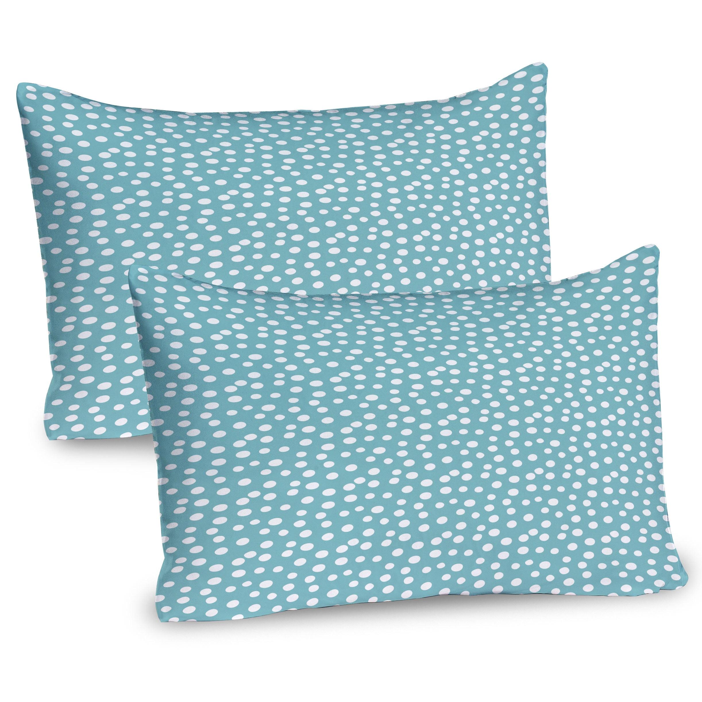 Ambesonne Turquoise Pillow Sham 2 Pack Polka Dots Romantic Art White and Pale Blue