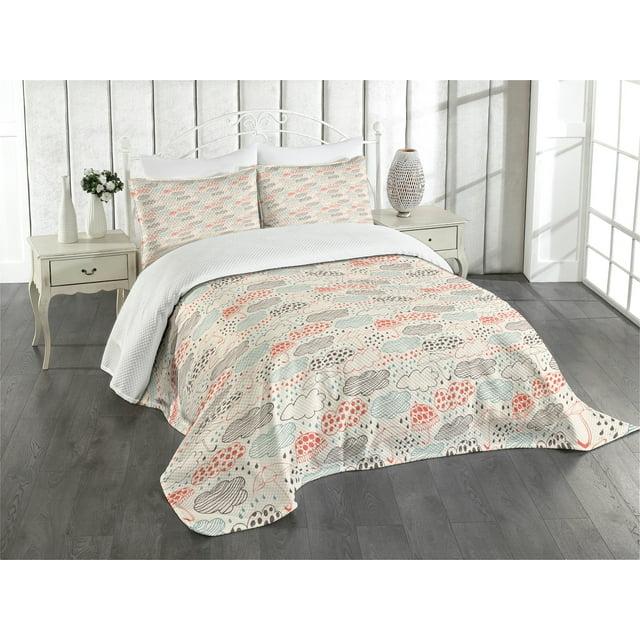 Ambesonne Umbrella Bedspread Set Ornate Clouds Downpour Multicolor | Wayfair