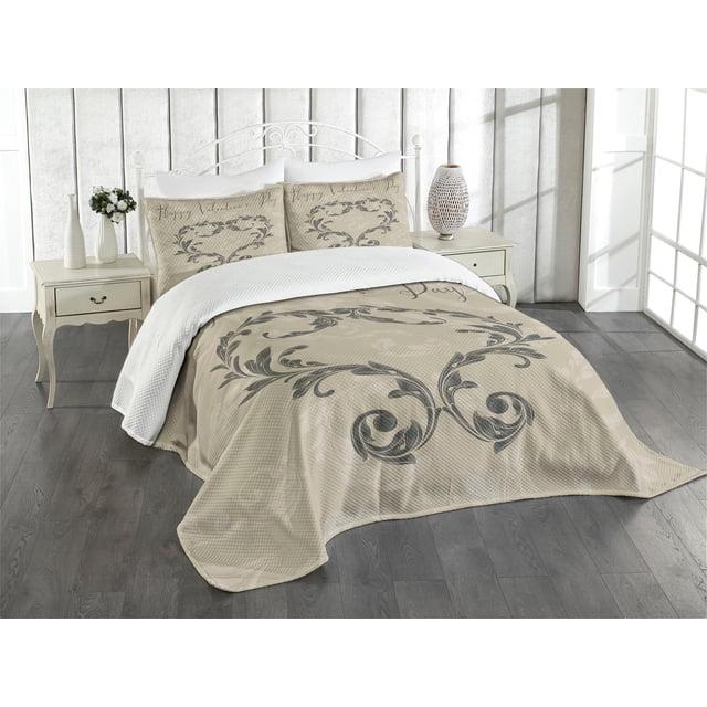 Ambesonne Ambesonne Victorian Bedspread Valentine's Day Taupe Taupe Tan