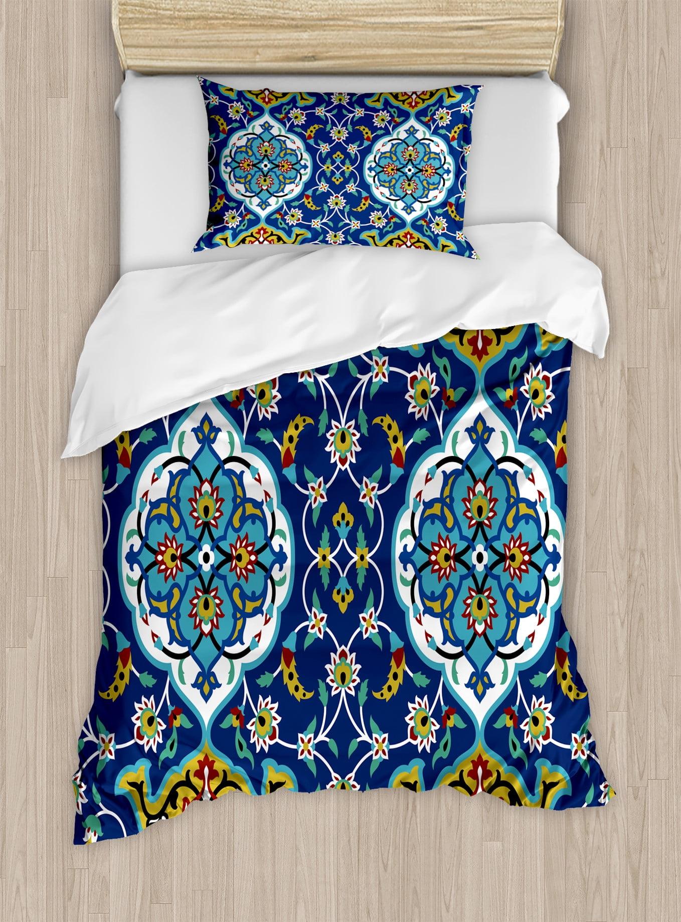 Ambesonne Moroccan Eclectic Floral Duvet Cover Set