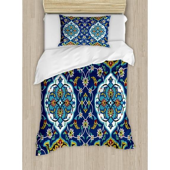 Ambesonne Moroccan Eclectic Floral Duvet Cover Set