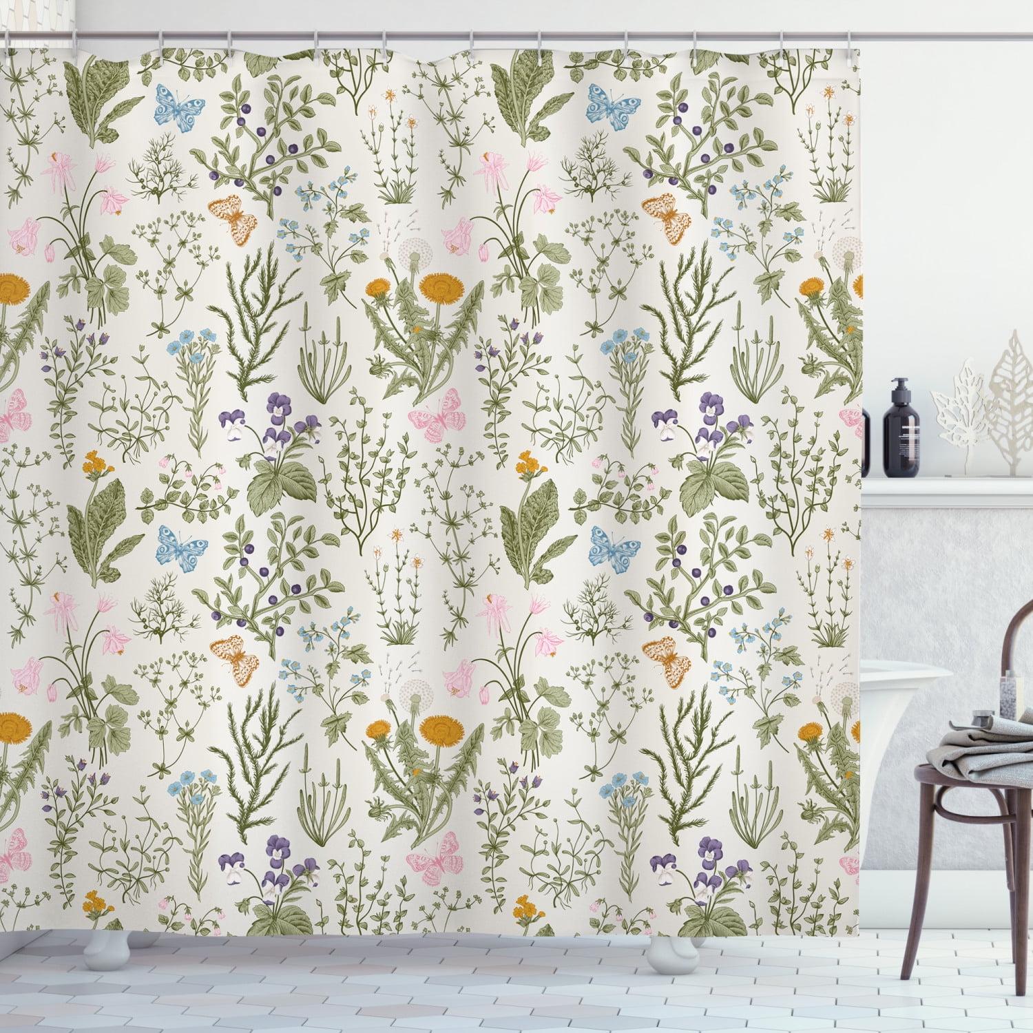 Ambesonne Floral Shower Curtain with Hooks Included