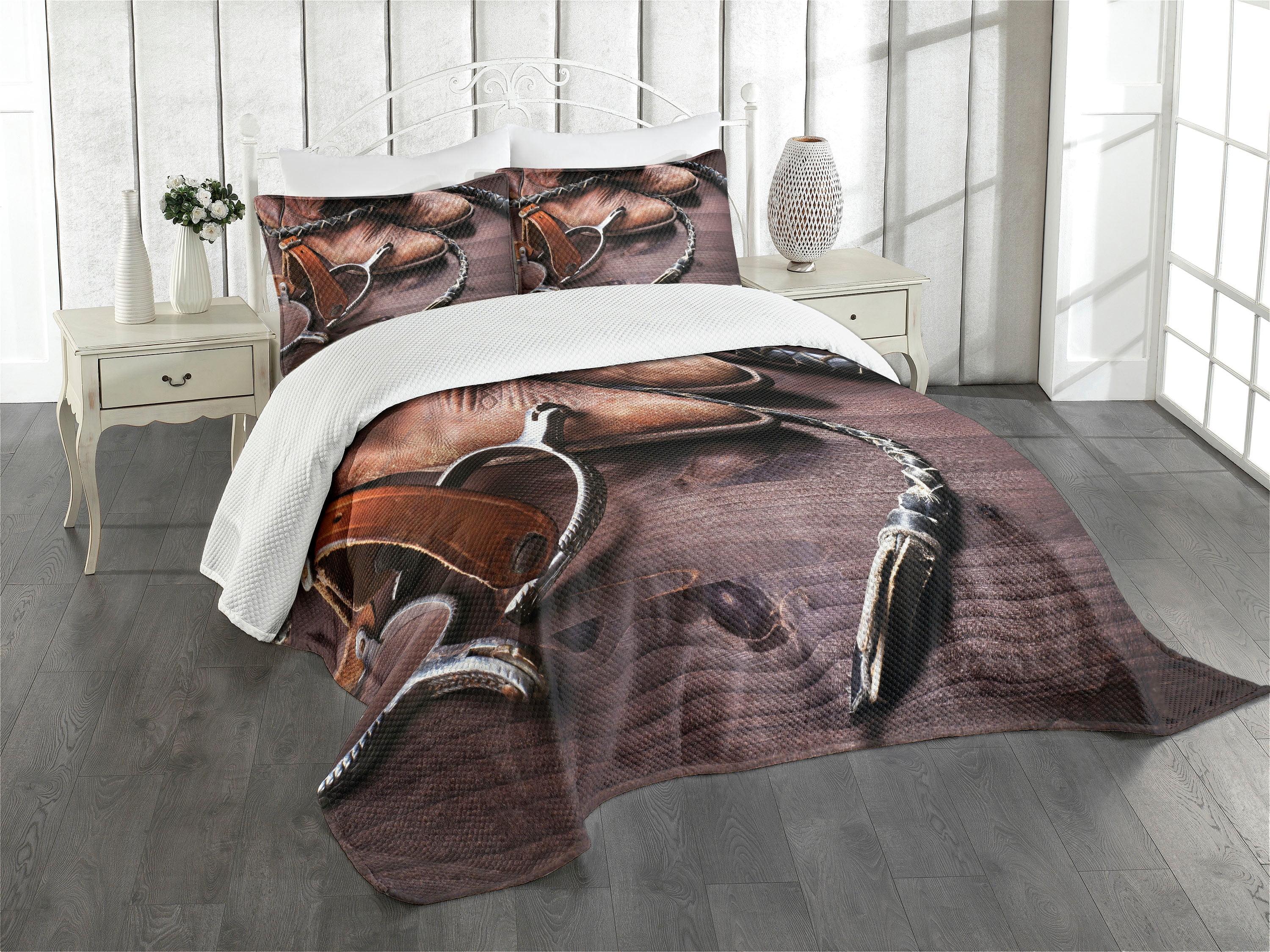 Ambesonne Ambesonne Western Bedspread Set Rustic Rodeo Cowboy Brown