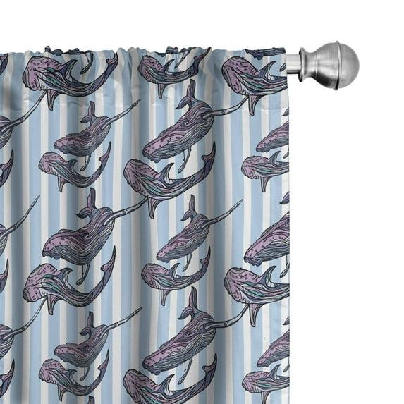 Ambesonne Whale Semi-Sheer Rod Pocket Curtain Panels | Wayfair
