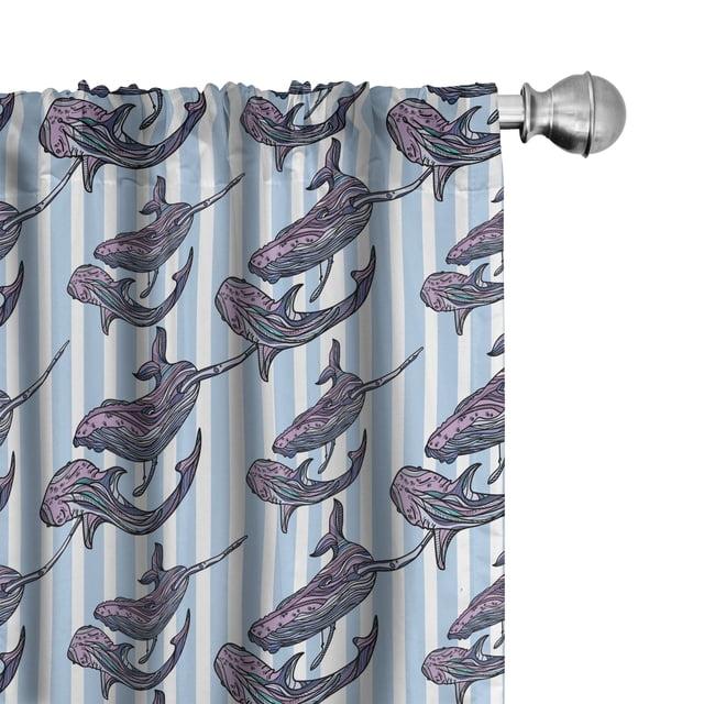 Ambesonne Whale Semi-Sheer Rod Pocket Curtain Panels | Wayfair