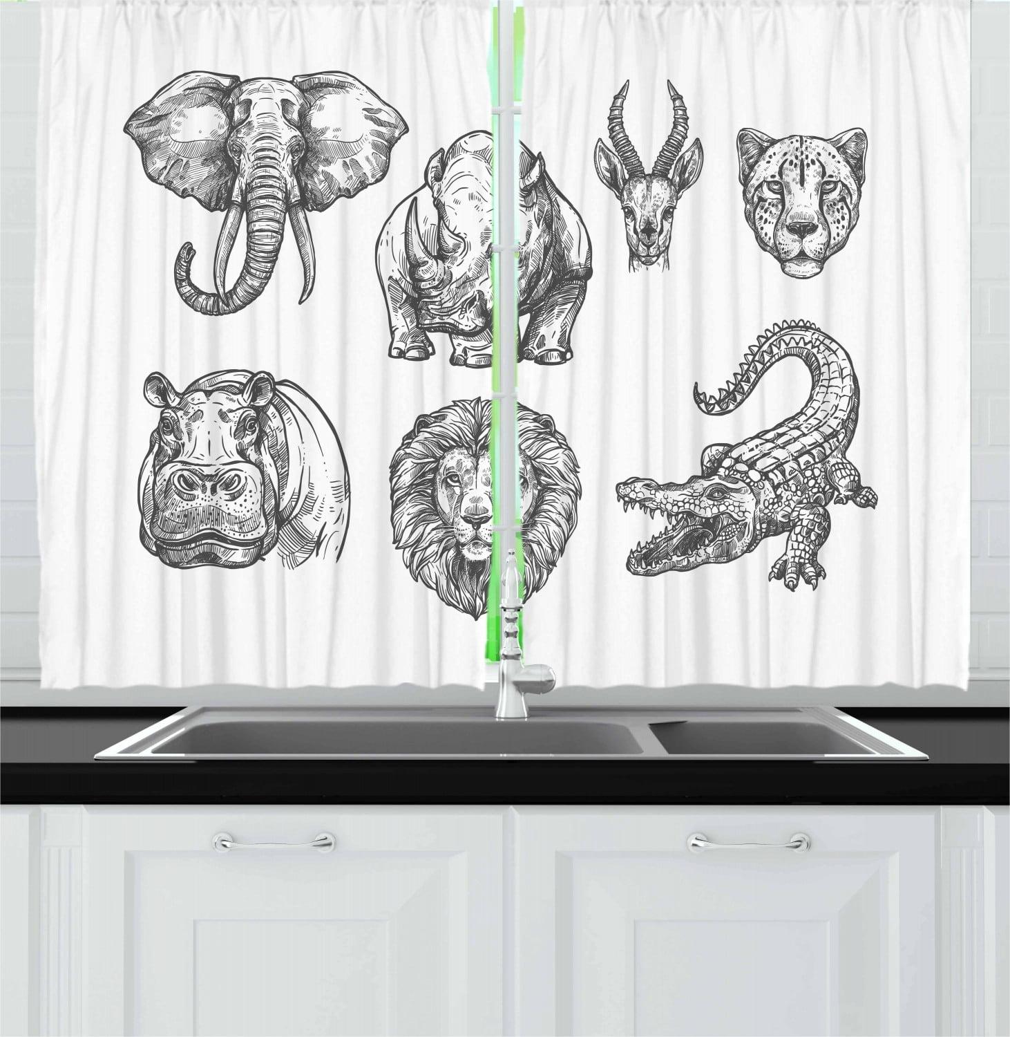 Ambesonne Tailored 55'' W Kitchen Curtain in