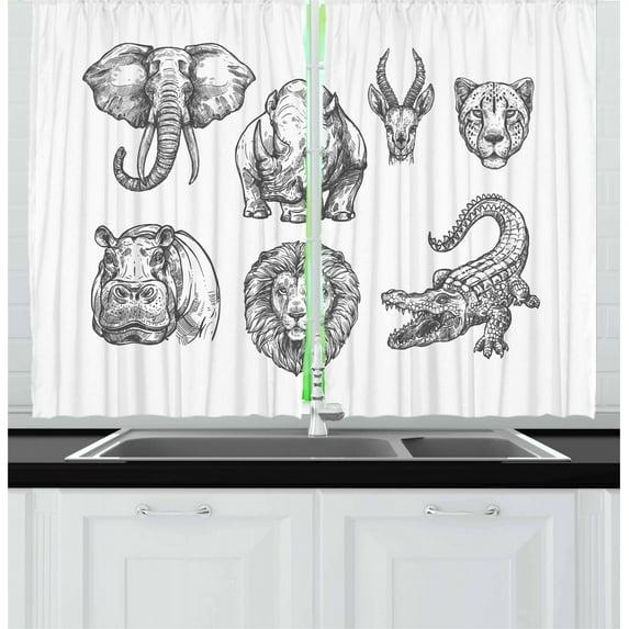 Ambesonne Tailored 55'' W Kitchen Curtain in