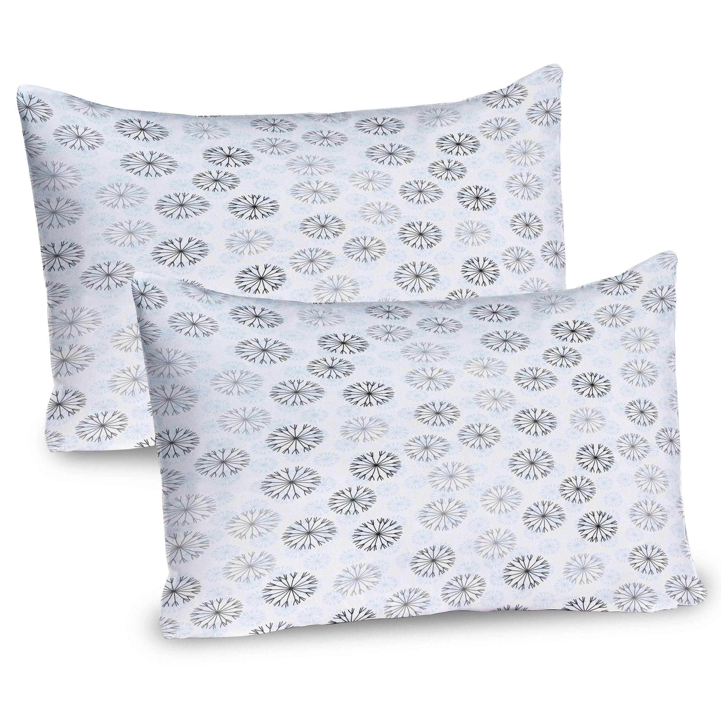 Taupe Blue Snowflake Microfiber Standard Pillow Shams 2-Pack