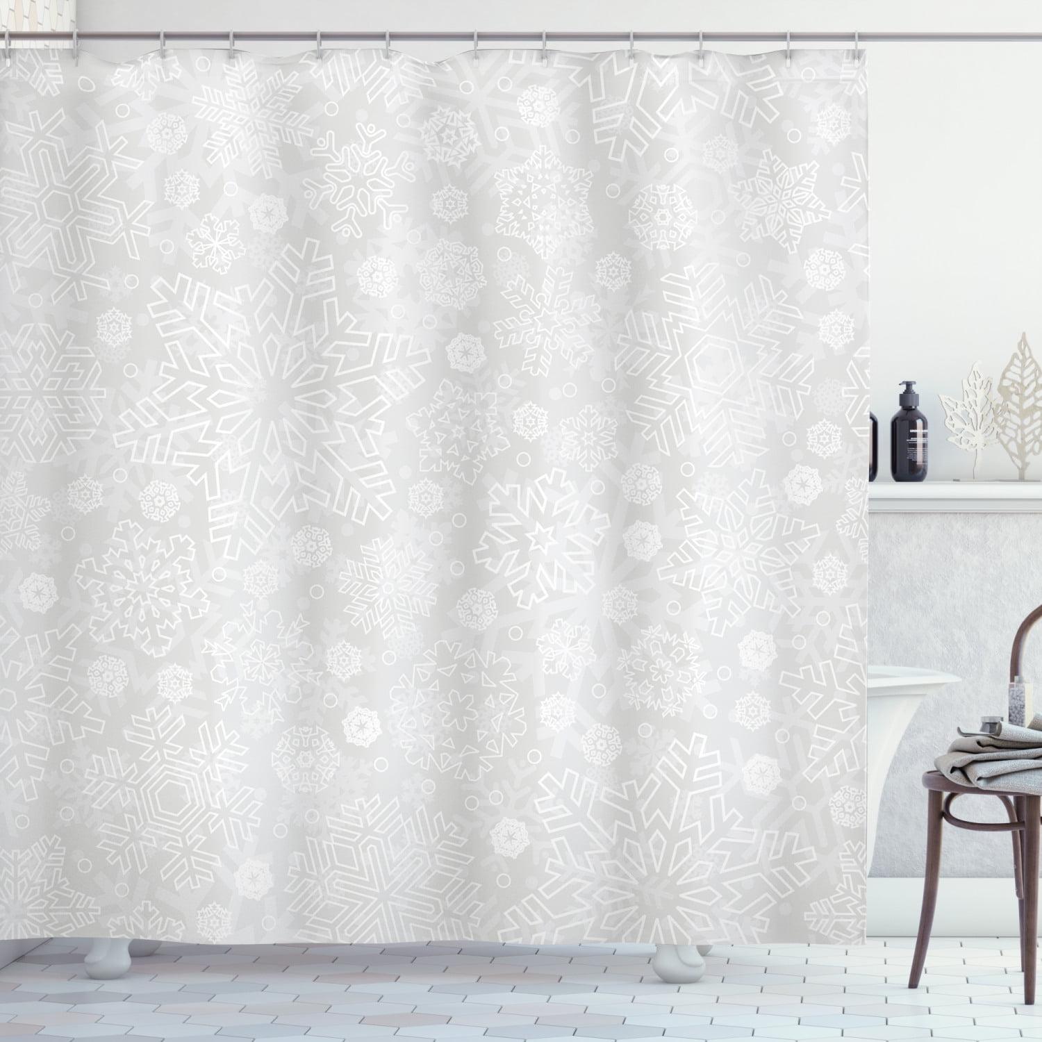 Pale Grey and White Damask Fabric Shower Curtain