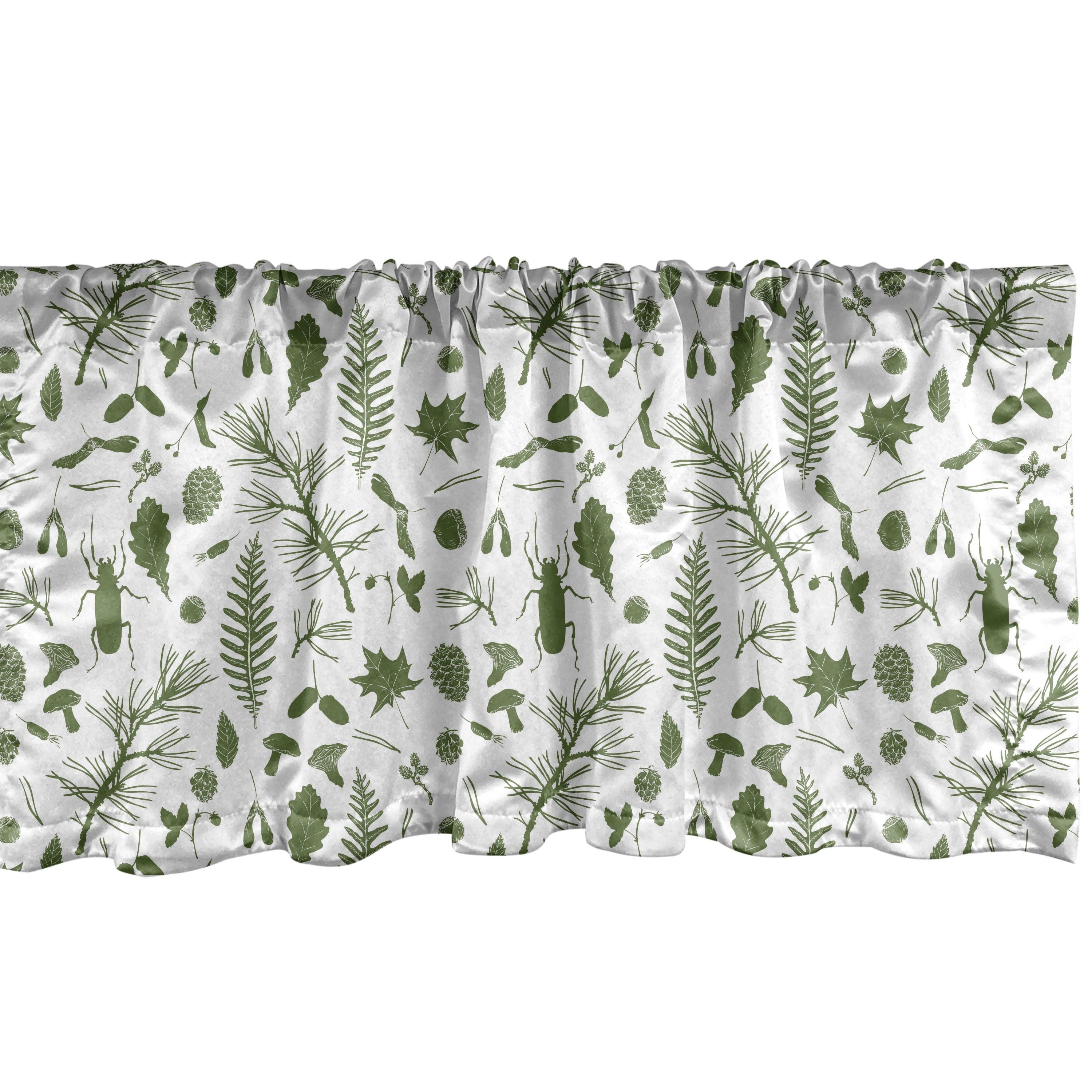 Ambesonne Ambesonne Botanical Valance Pack of 2 Vintage Nature Leaves Olive Green and White