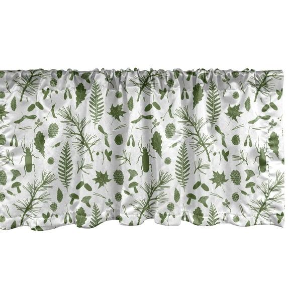 Ambesonne Ambesonne Botanical Valance Pack of 2 Vintage Nature Leaves Olive Green and White
