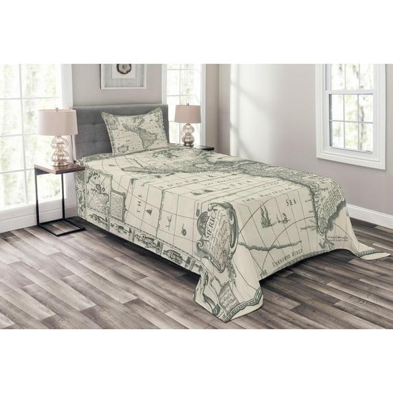 Ambesonne Ambesonne World Map Bedspread Retro Old