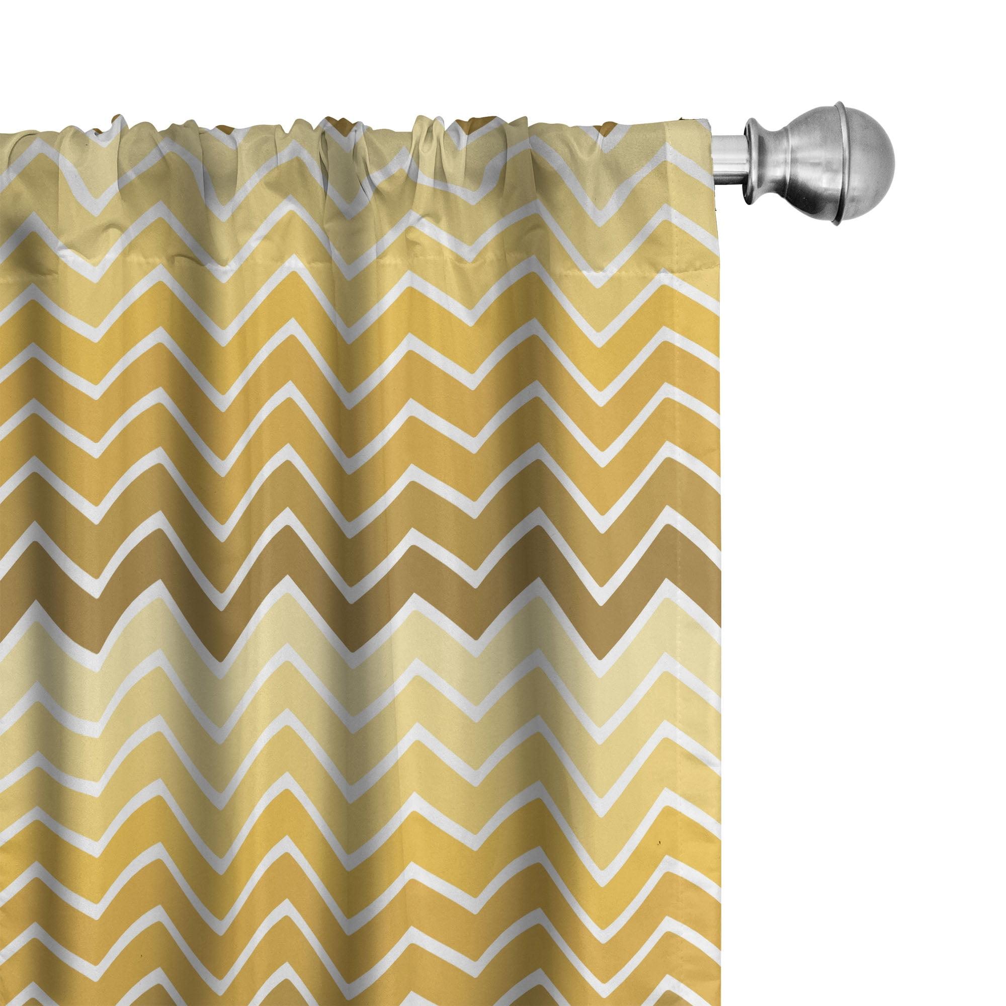 Yellow Chevron Zigzag Ombre Light Filtering Curtain Panels, 28" x 95"