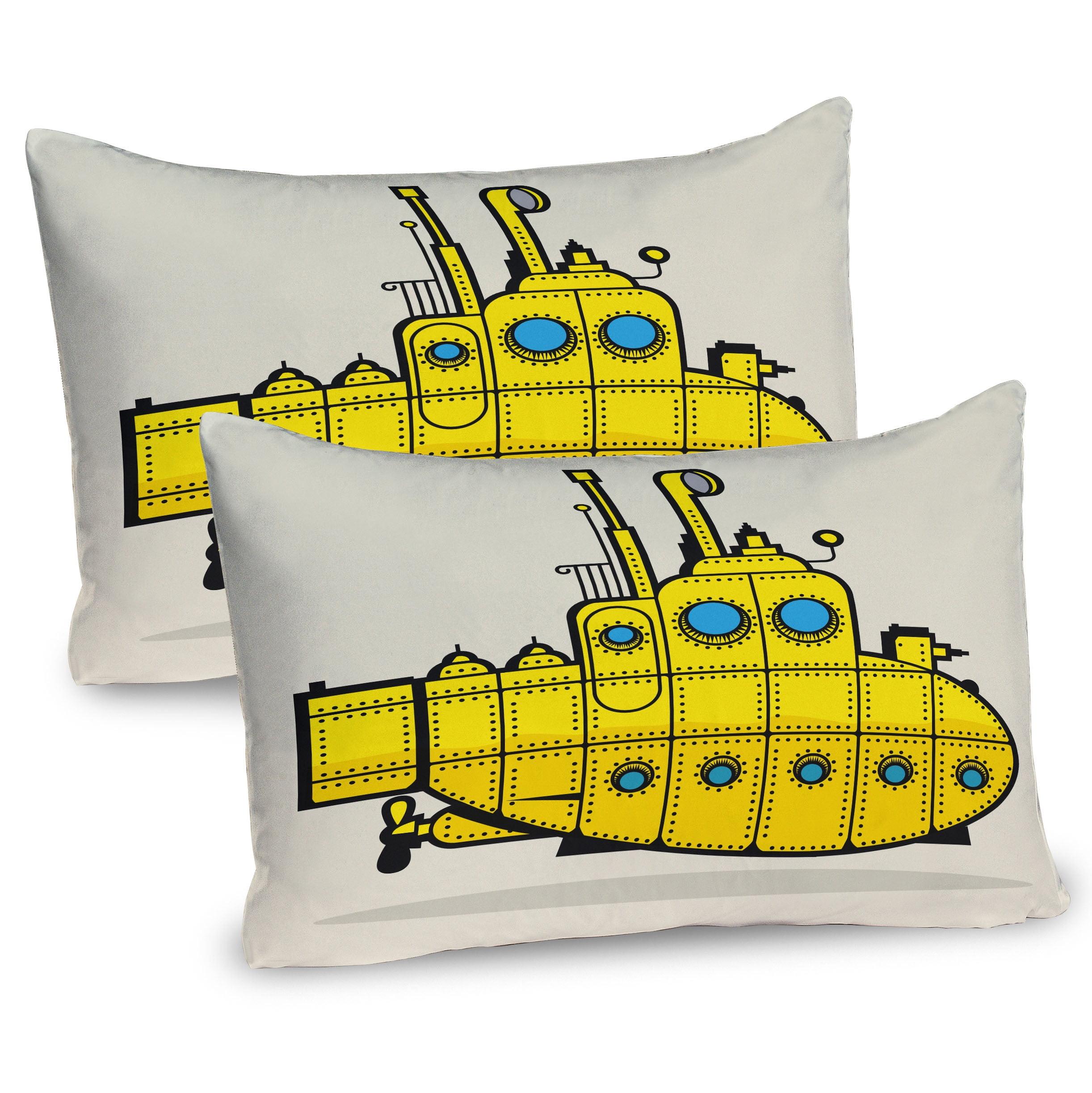 Grey Yellow Blue Microfiber Pillow Sham Set of 2