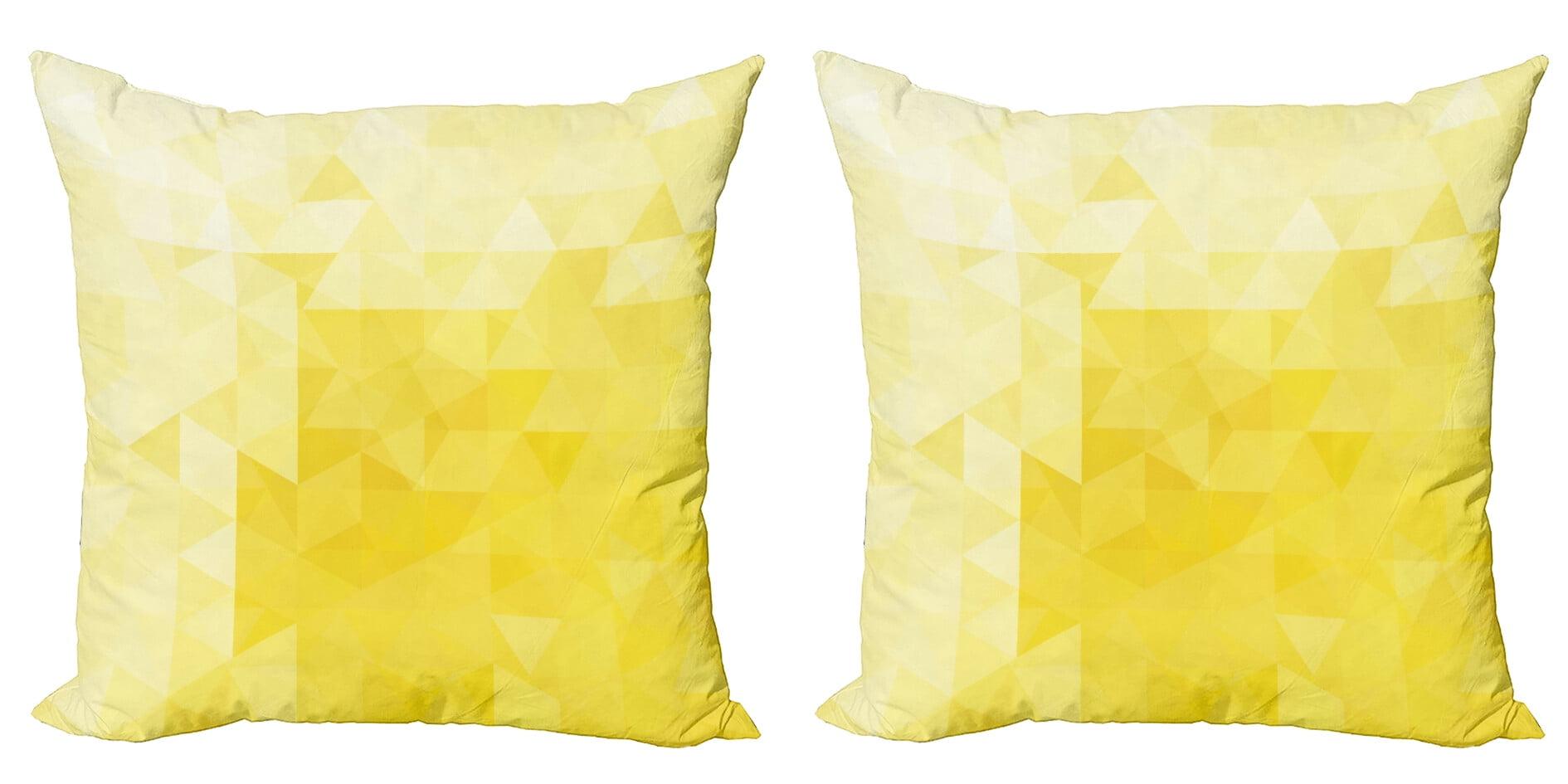 Ambesonne Yellow Pillow Sham 2 Pack Retro Triangles Mosaic - Yellow