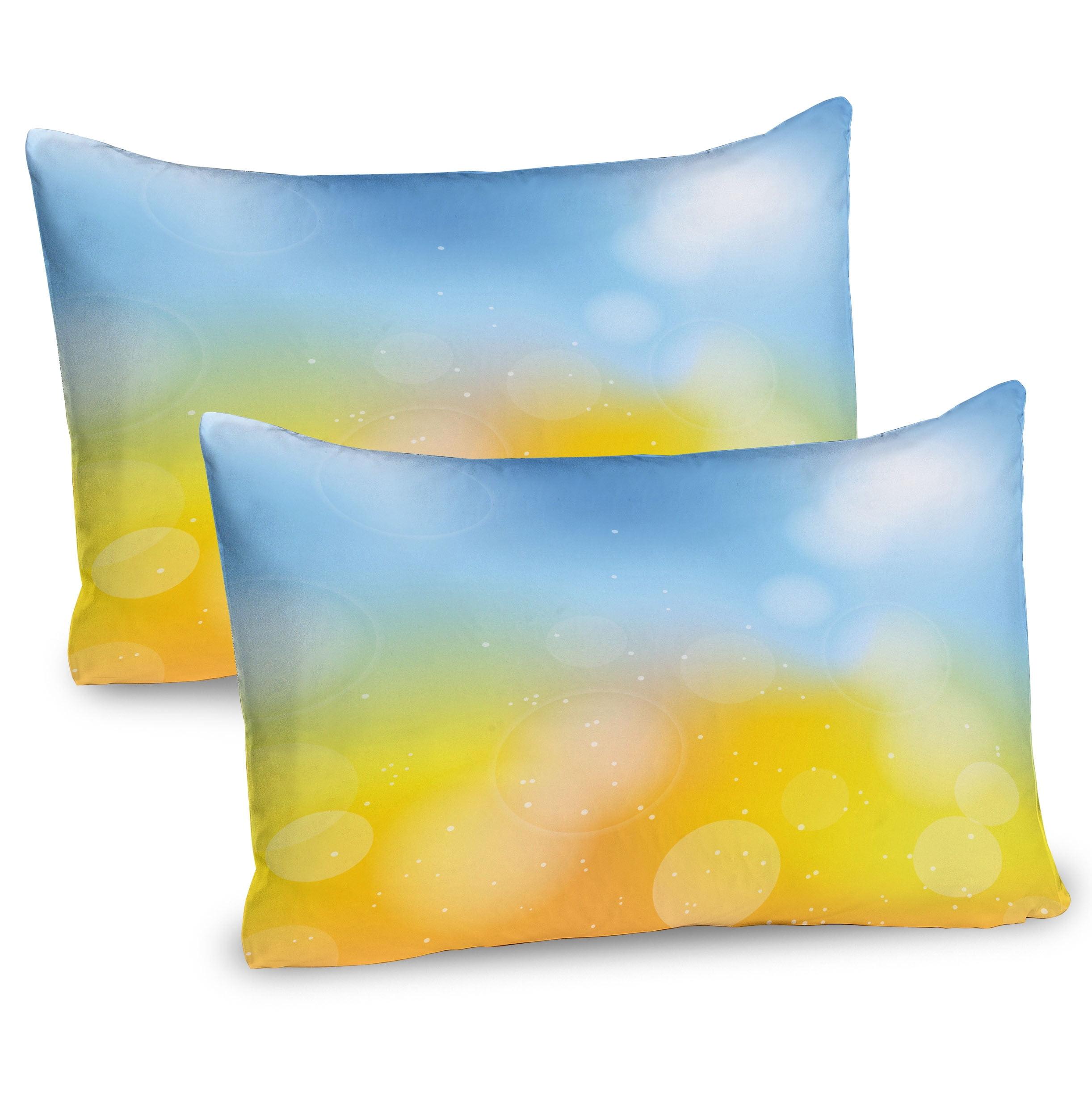 Yellow and Blue Digital Print Pillow Sham Set