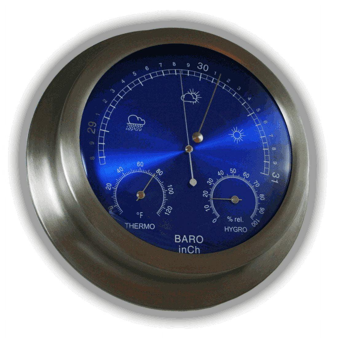 9'' Brushed Aluminum Barometer with Radiant Blue Dial