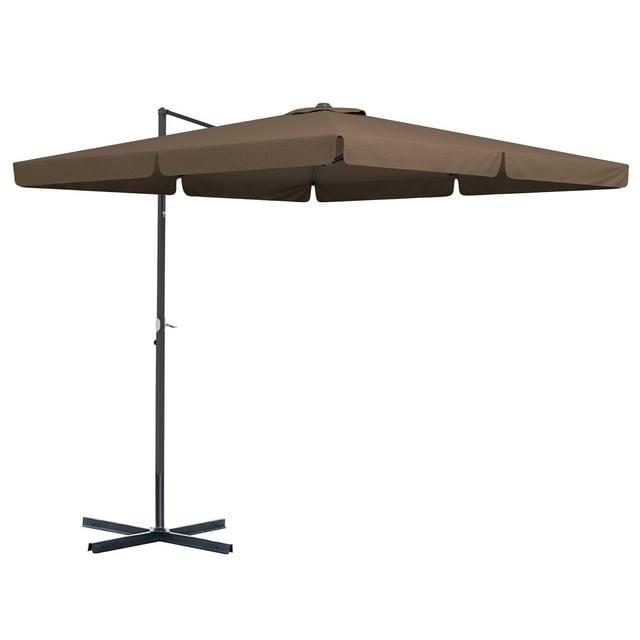 Brown Aluminum Cantilever Patio Umbrella with Tilt and Crank