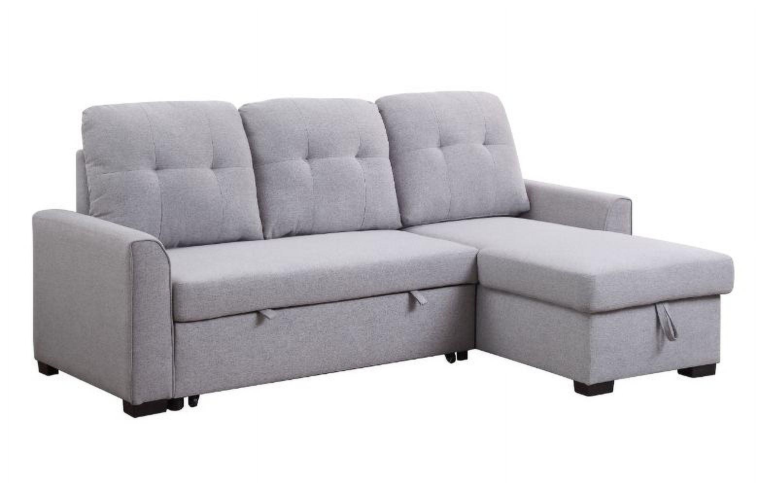 Elegant Gray Linen Tufted Sectional with Removable Cushions