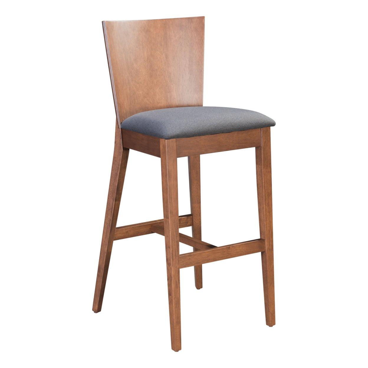 Ambrose Barstool Set of 2 Walnut Dark Gray Upholstered Kitchen Chairs