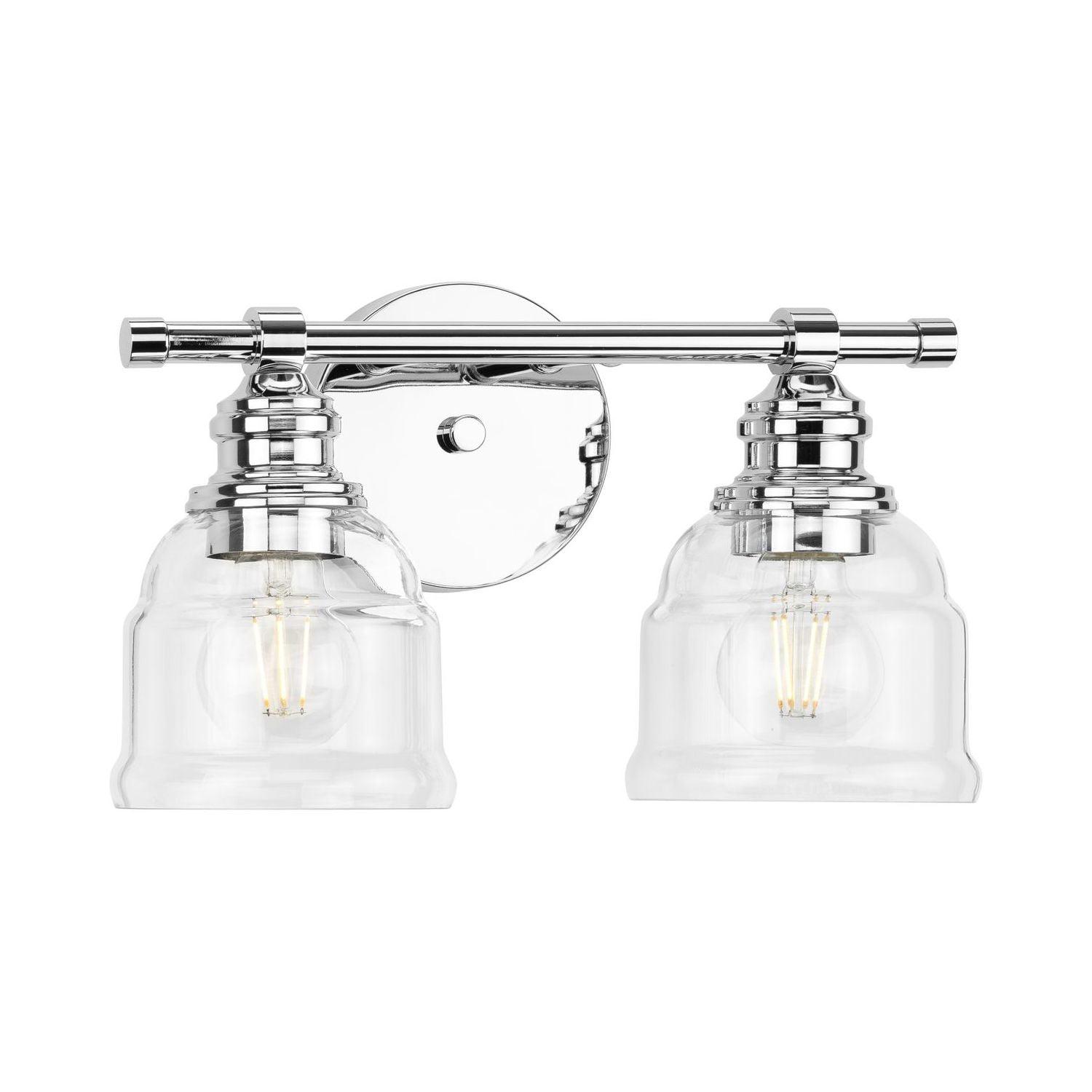 Progress Lighting Ambrose 2-Light Wall Sconce, Polished Chrome, Clear Glass Shades