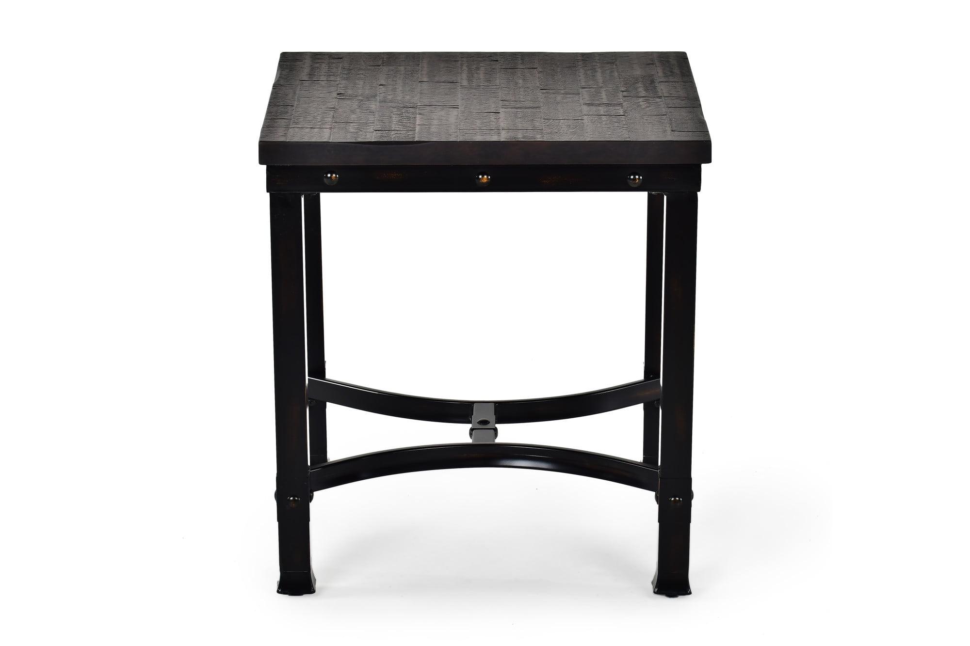 Ambrose End Table Dark Brown/Rustic Honey - Steve Silver Co.: Iron Frame, Square Shape, 24" Height