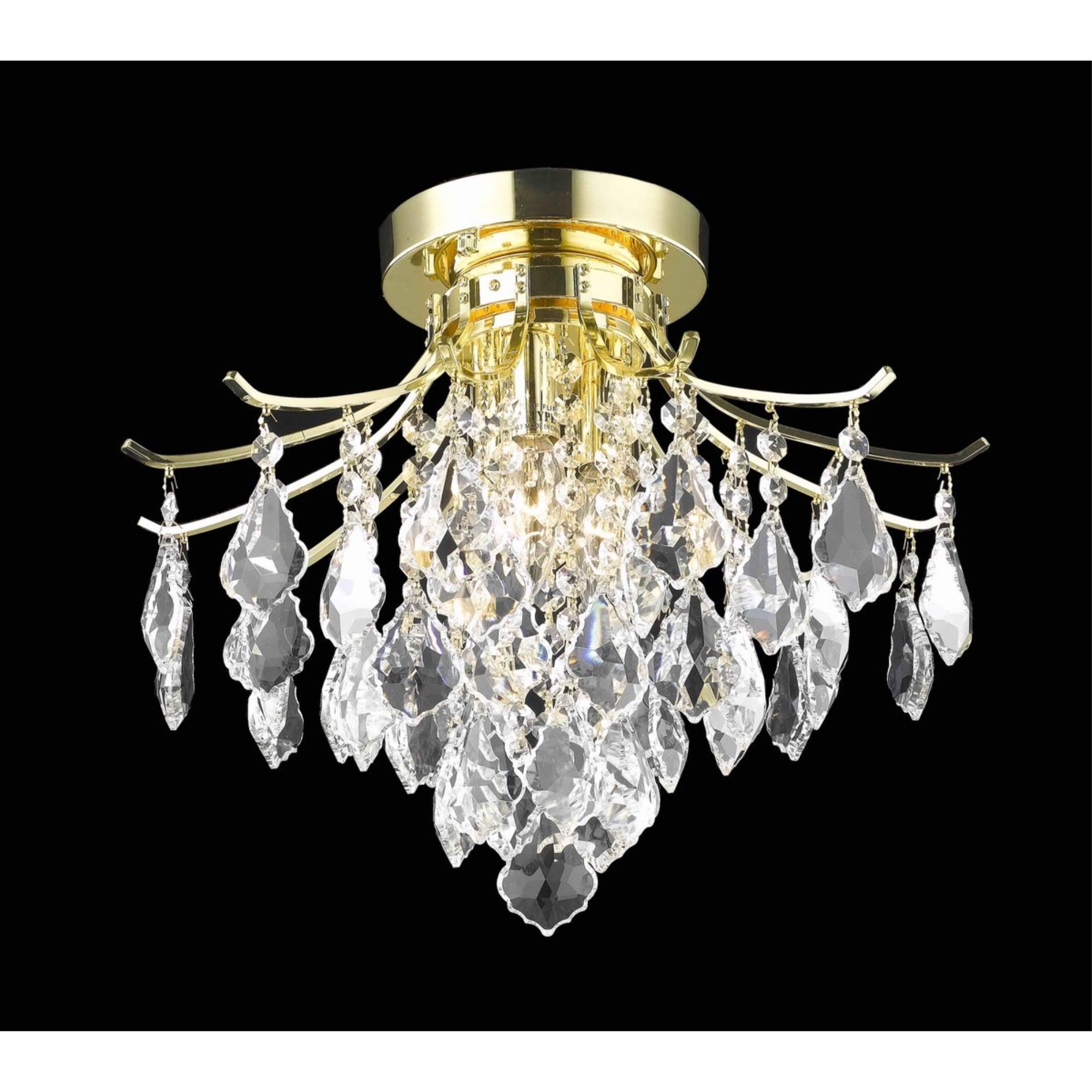 Amelia Transitional 3-Light Crystal Gold Flush Mount