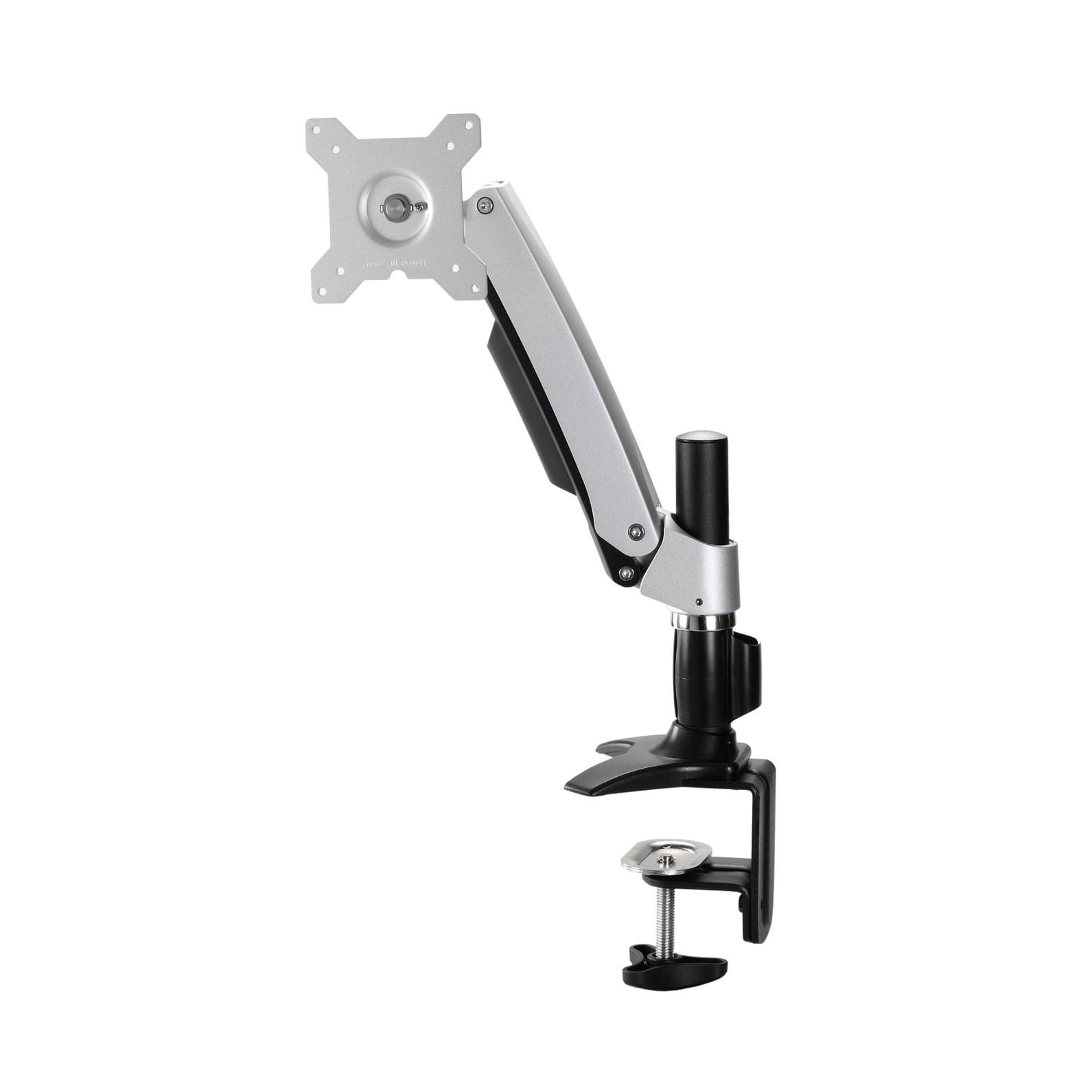 Silver Adjustable Full-Motion Monitor Mount with Desk Clamp