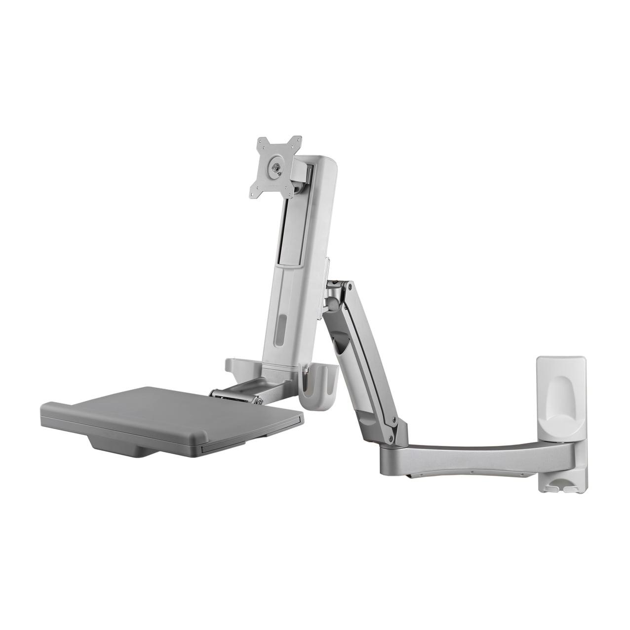 Gray Adjustable Wall Mount Sit-Stand Workstation Kit