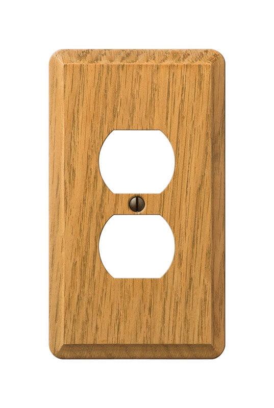 Light Oak 1-Gang Wood Duplex Outlet Wall Plate