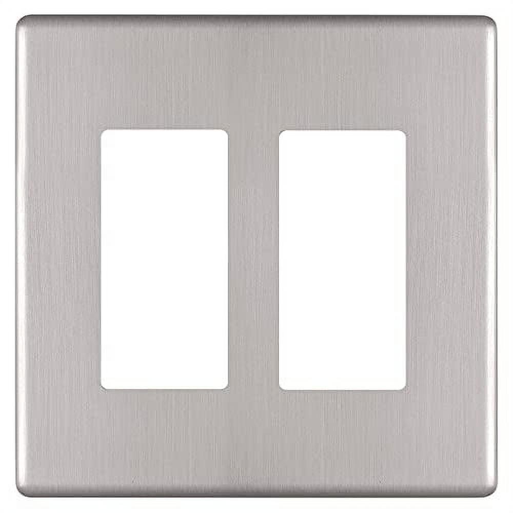 Brushed Nickel Double Rocker Steel Wall Plate