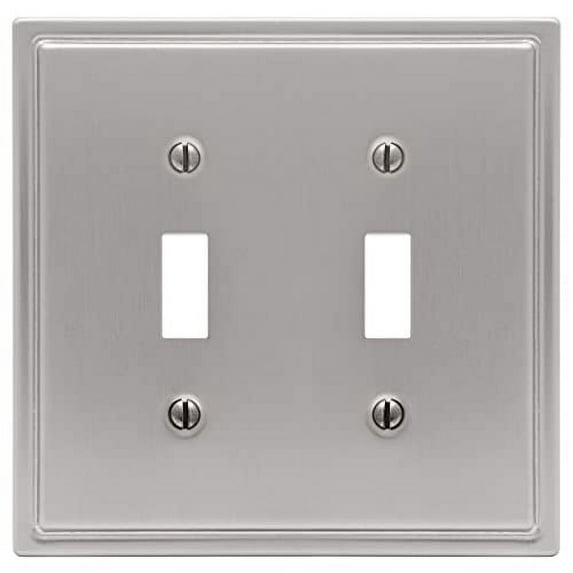 Amerelle 148TTBN Moderne Wallplate, 2 Toggle, Steel, Brushed Nickel, 1-Pack