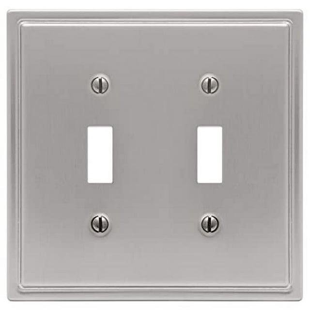 Amerelle 148TTBN Moderne Wallplate, 2 Toggle, Steel, Brushed Nickel, 1-Pack