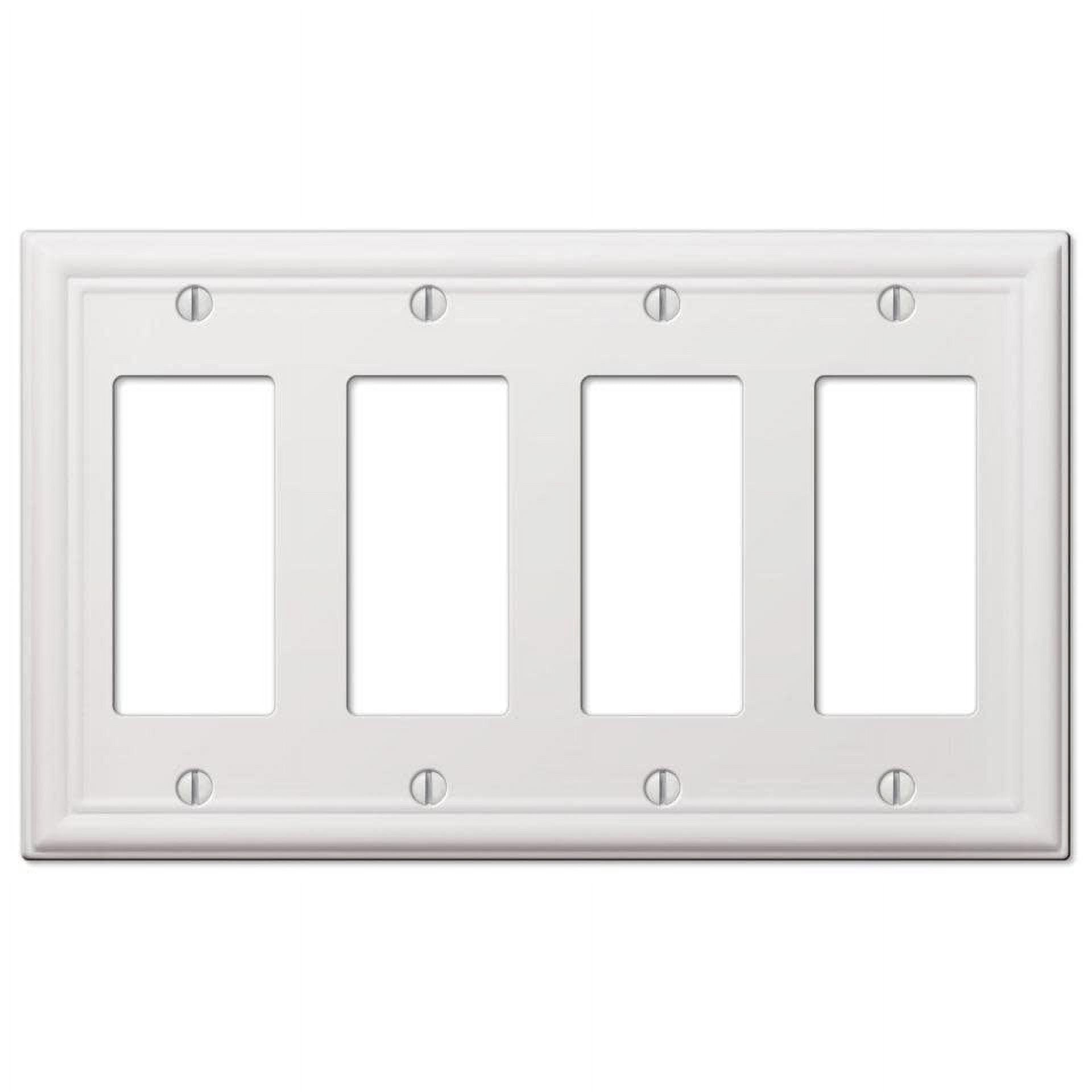 White Steel 4-Gang Quad Rocker Wall Plate