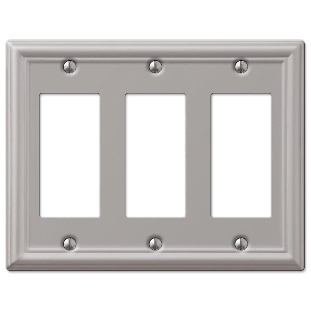 Brushed Nickel Triple Rocker Steel Wallplate