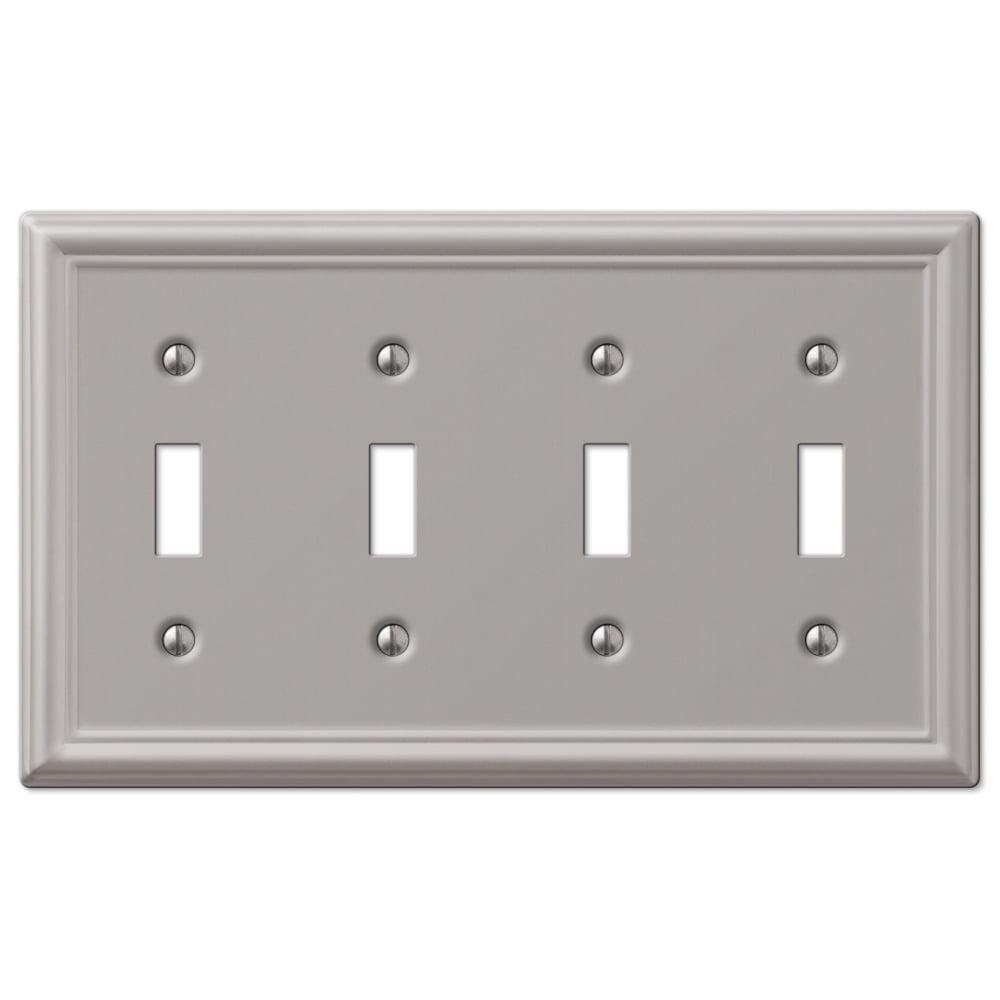 Brushed Nickel Quad Toggle Steel Wallplate