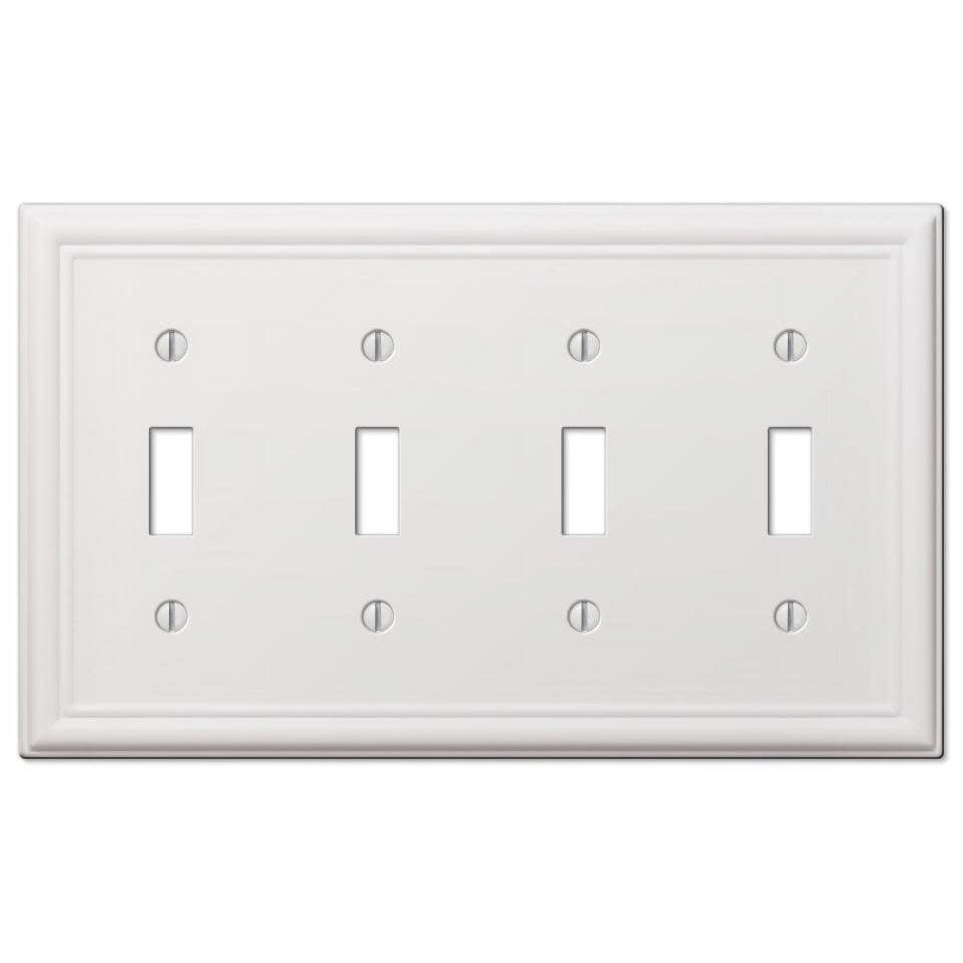 White Steel Quad Toggle Wall Plate Cover