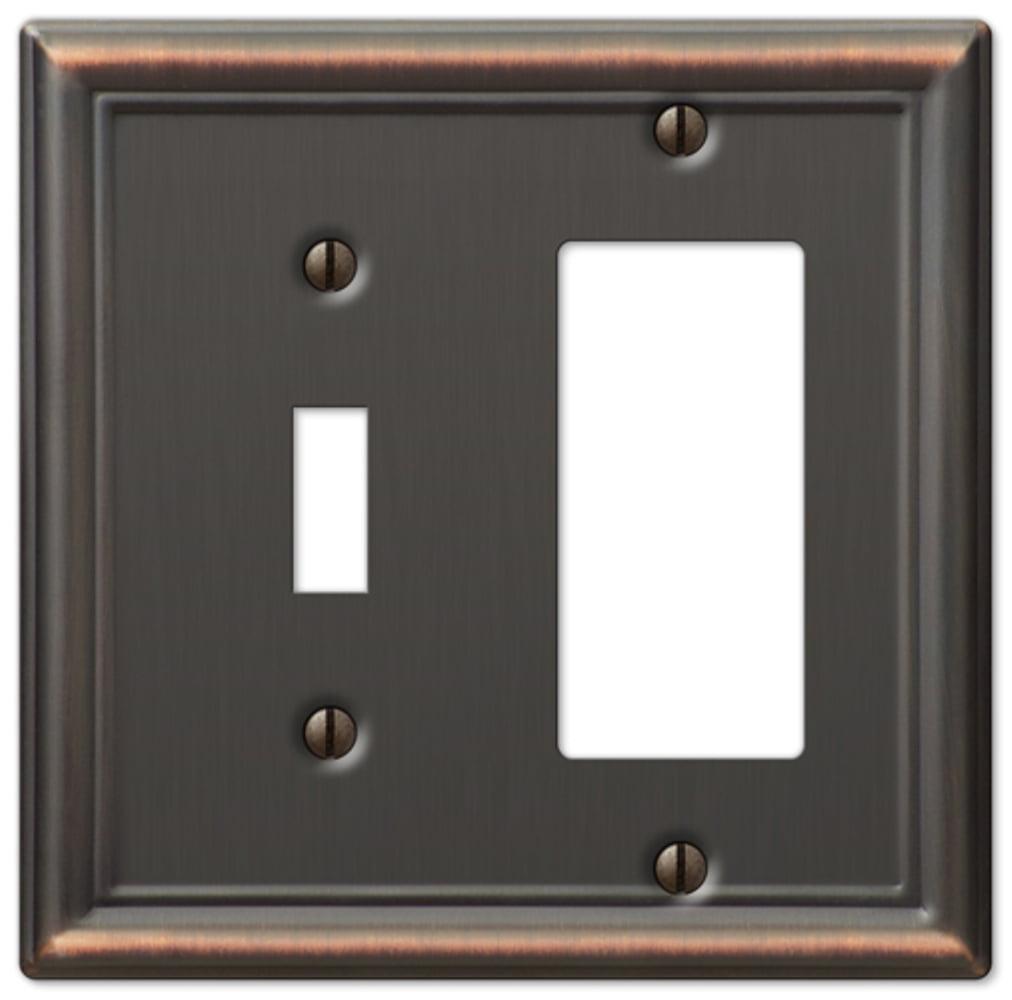 Amerelle Chelsea Aged Bronze Bronze 2 gang Stamped Steel Rocker/Toggle Wall Plate 1 pk