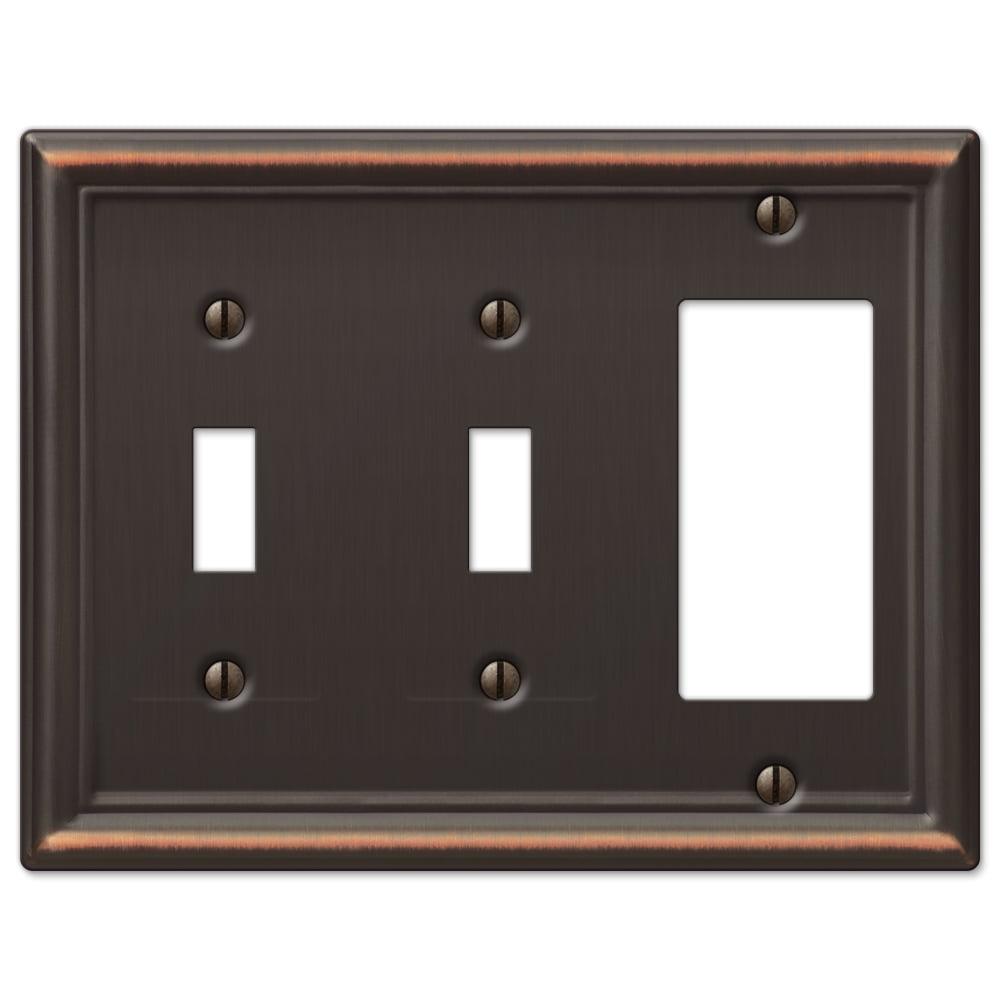 Aged Bronze 3-Gang Double Toggle Single Rocker Steel Wall Plate