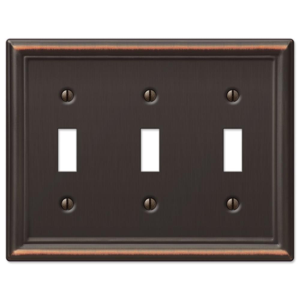 Amerelle Chelsea Aged Bronze 3-Gang Stamped Steel Toggle Wall Plate