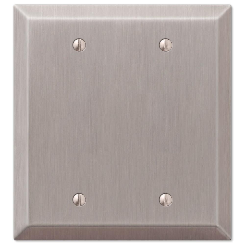 Brushed Nickel Double Blank Steel Wall Plate