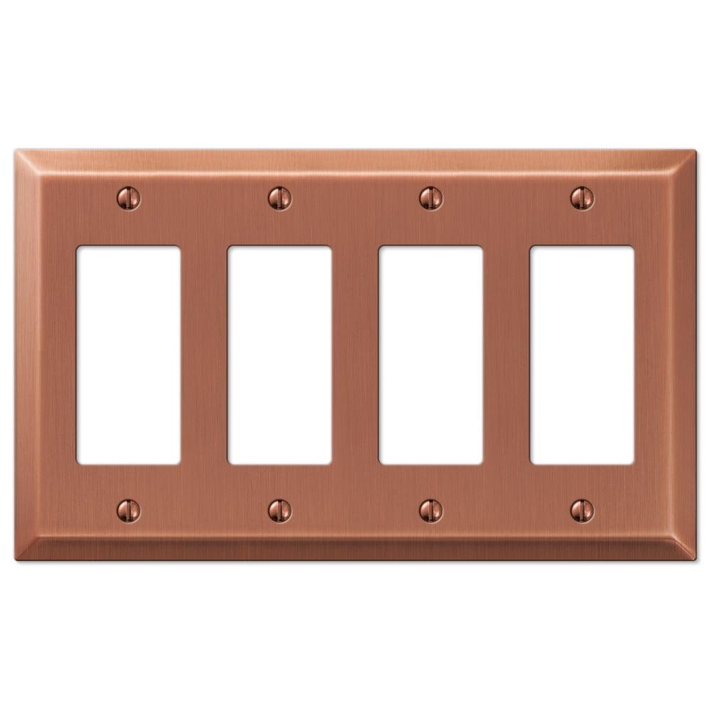Amerelle 163R4AC Century Wallplate, 4 Rocker, Steel, Antique Copper, 1-Pack